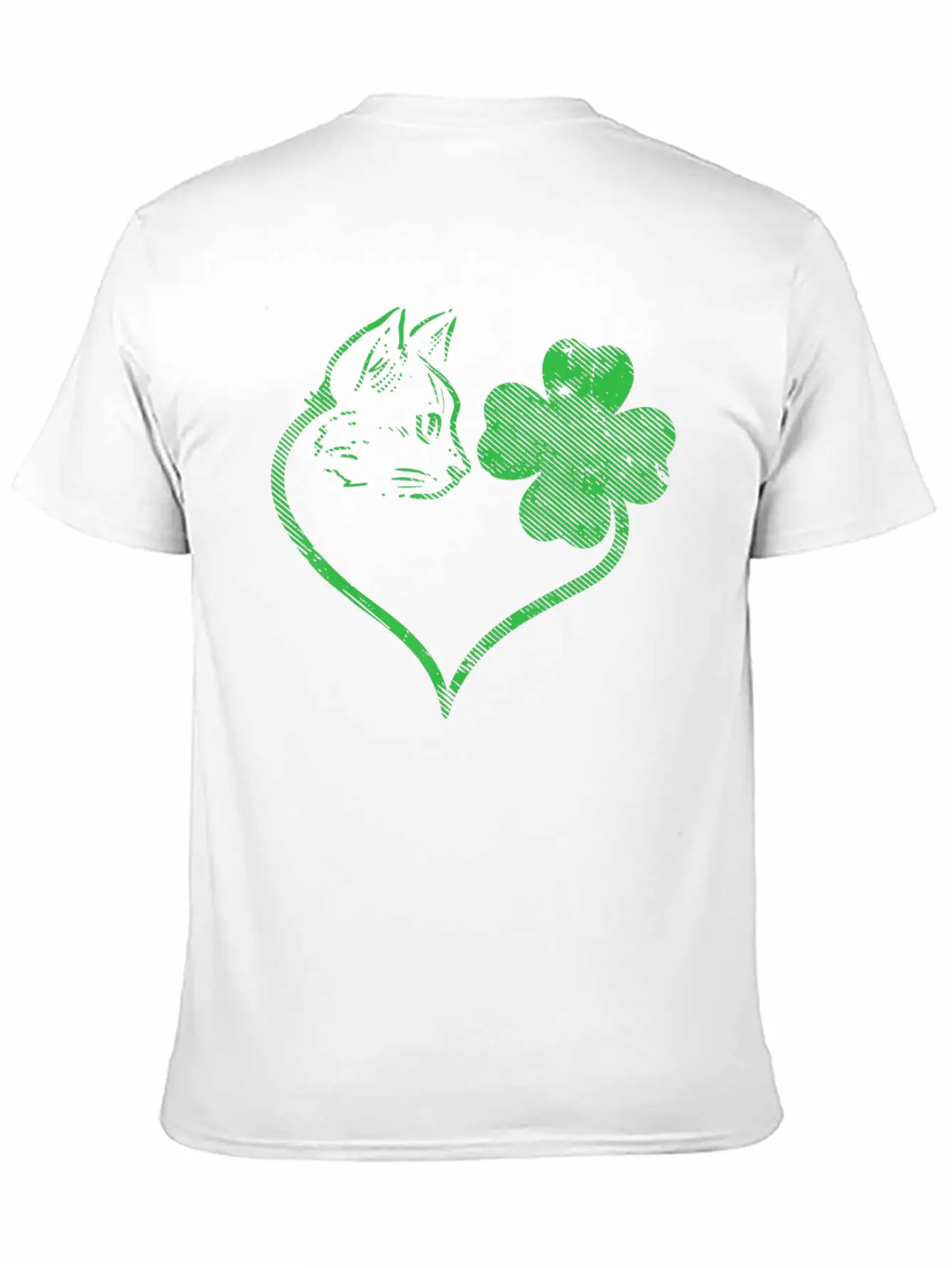 Cat Silhouette Shamrock St Patricks Day Stylish Everyday T-Shirt – Unisex Basic Cotton Tee