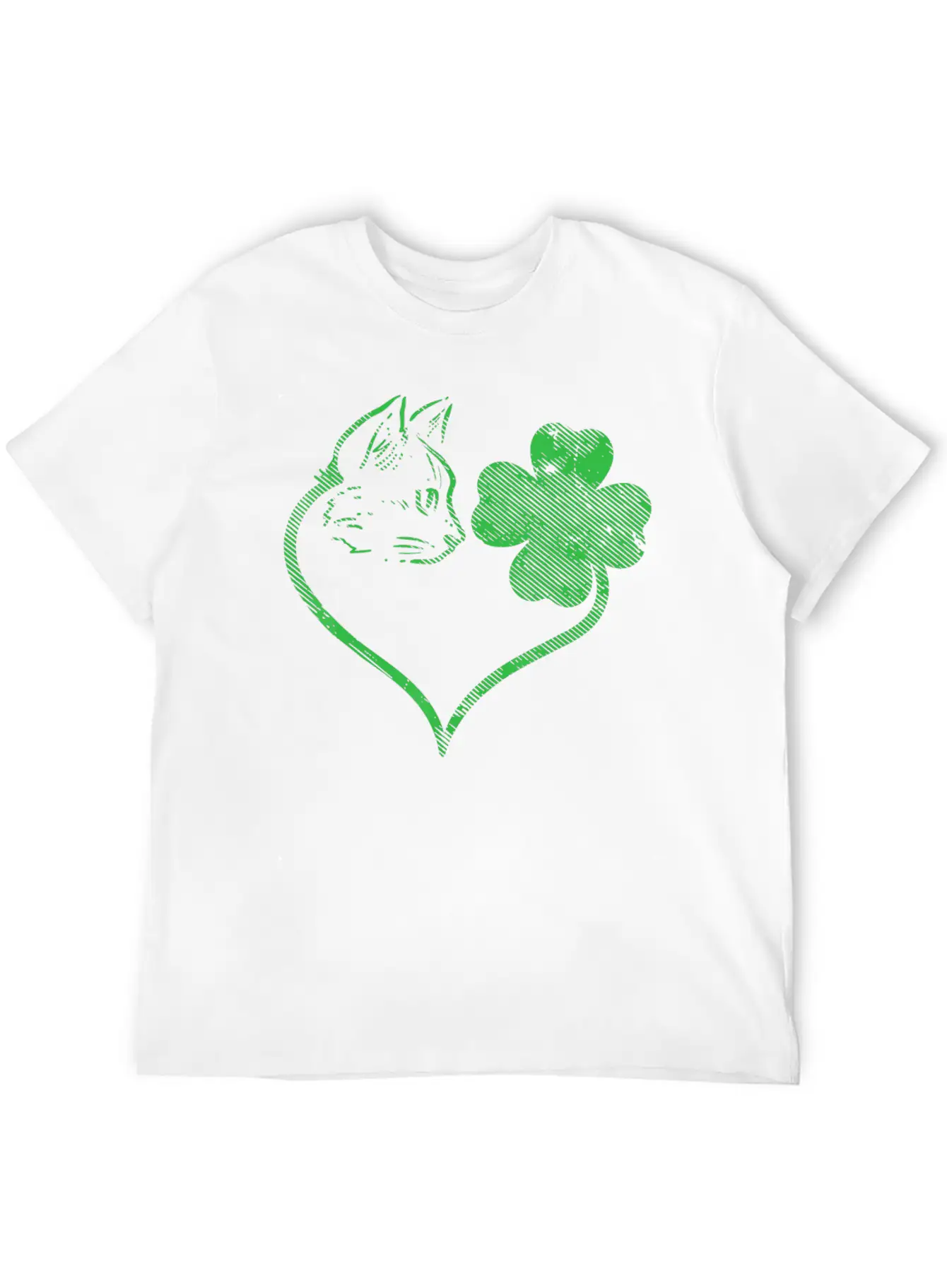Cat Silhouette Shamrock St Patricks Day Stylish Everyday T-Shirt – Unisex Basic Cotton Tee