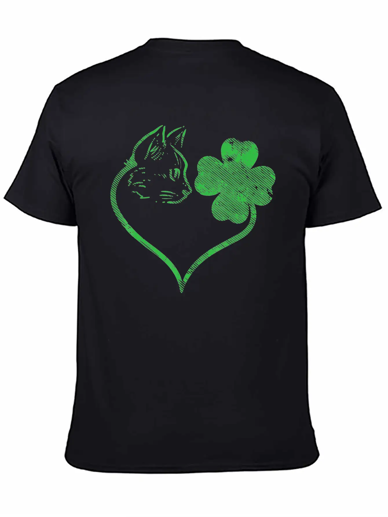 Cat Silhouette Shamrock St Patricks Day Stylish Everyday T-Shirt – Unisex Basic Cotton Tee