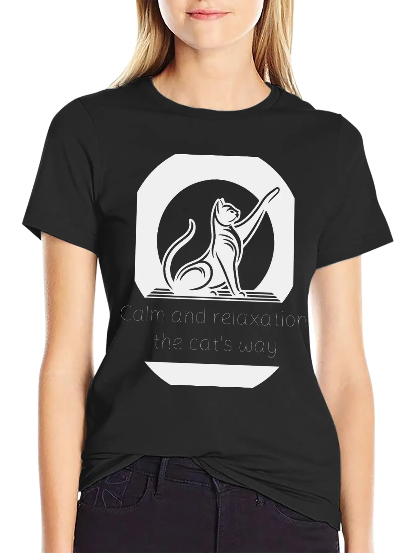 Cat Yoga - Calm And Relaxation The Cat's Way. Unisex Short Sleeve Soft Cotton T-Shirt – Casual Everyday Wear