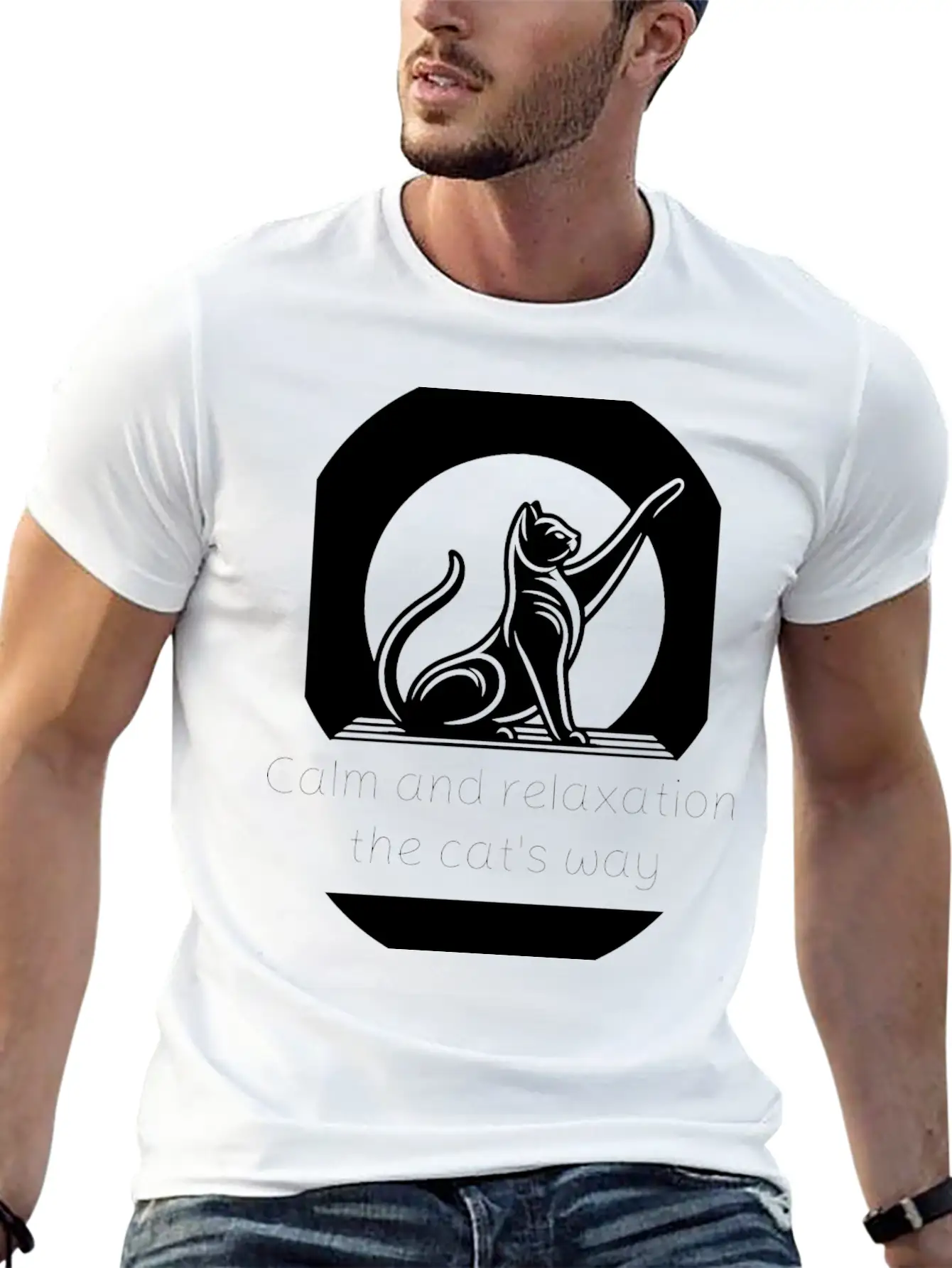 Cat Yoga - Calm And Relaxation The Cat's Way. Unisex Short Sleeve Soft Cotton T-Shirt – Casual Everyday Wear