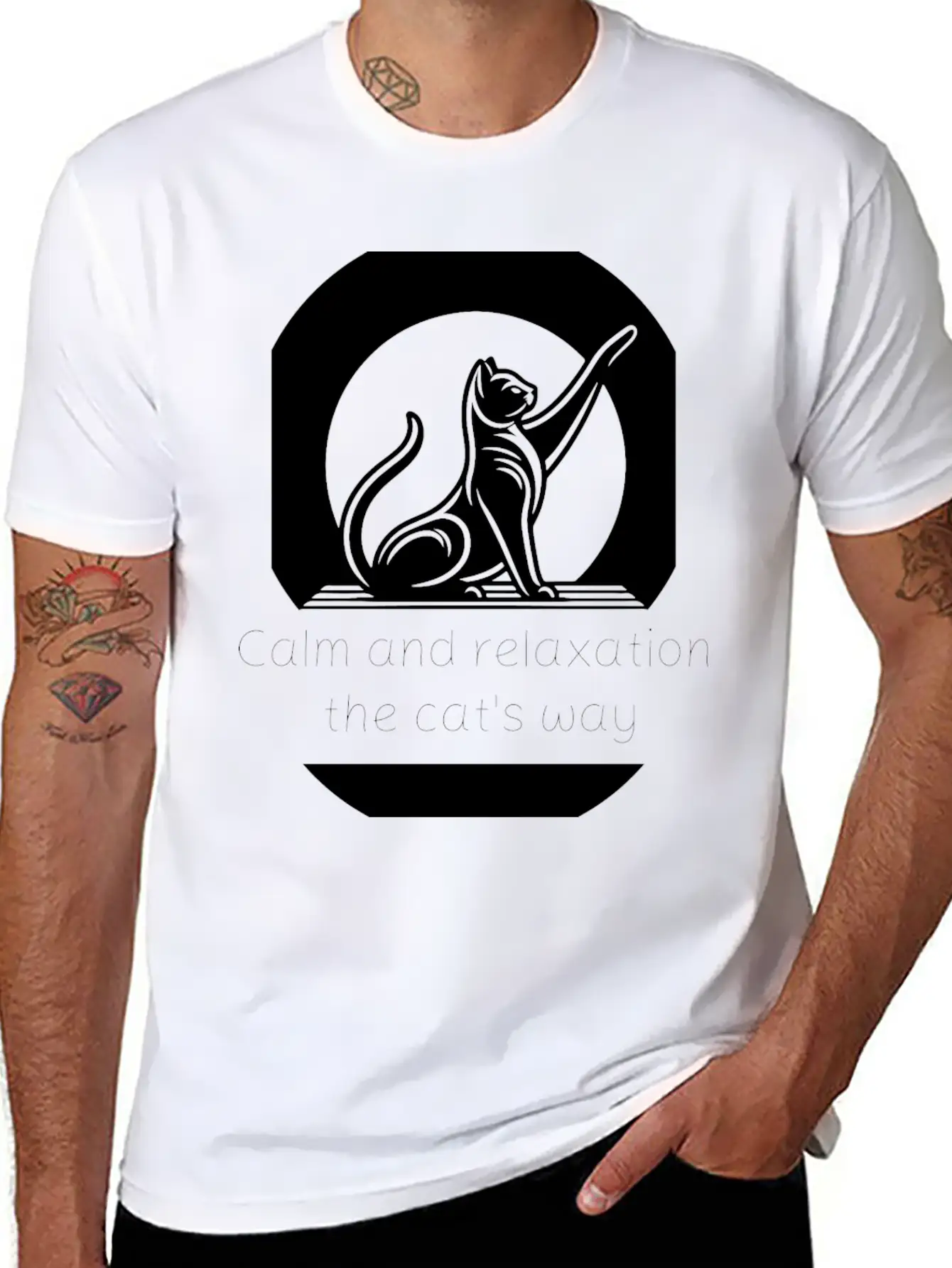 Cat Yoga - Calm And Relaxation The Cat's Way. Unisex Short Sleeve Soft Cotton T-Shirt – Casual Everyday Wear