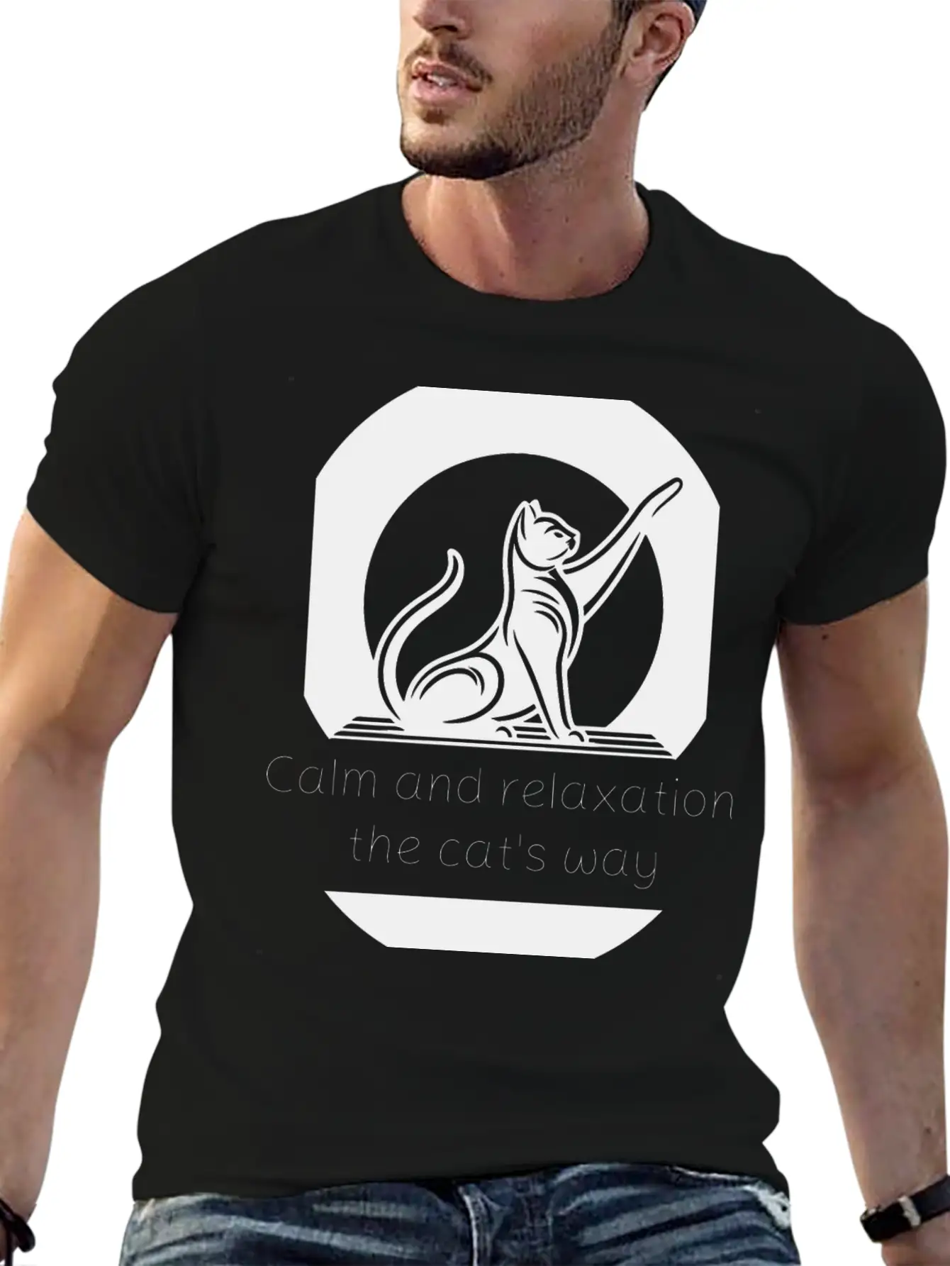 Cat Yoga - Calm And Relaxation The Cat's Way. Unisex Short Sleeve Soft Cotton T-Shirt – Casual Everyday Wear