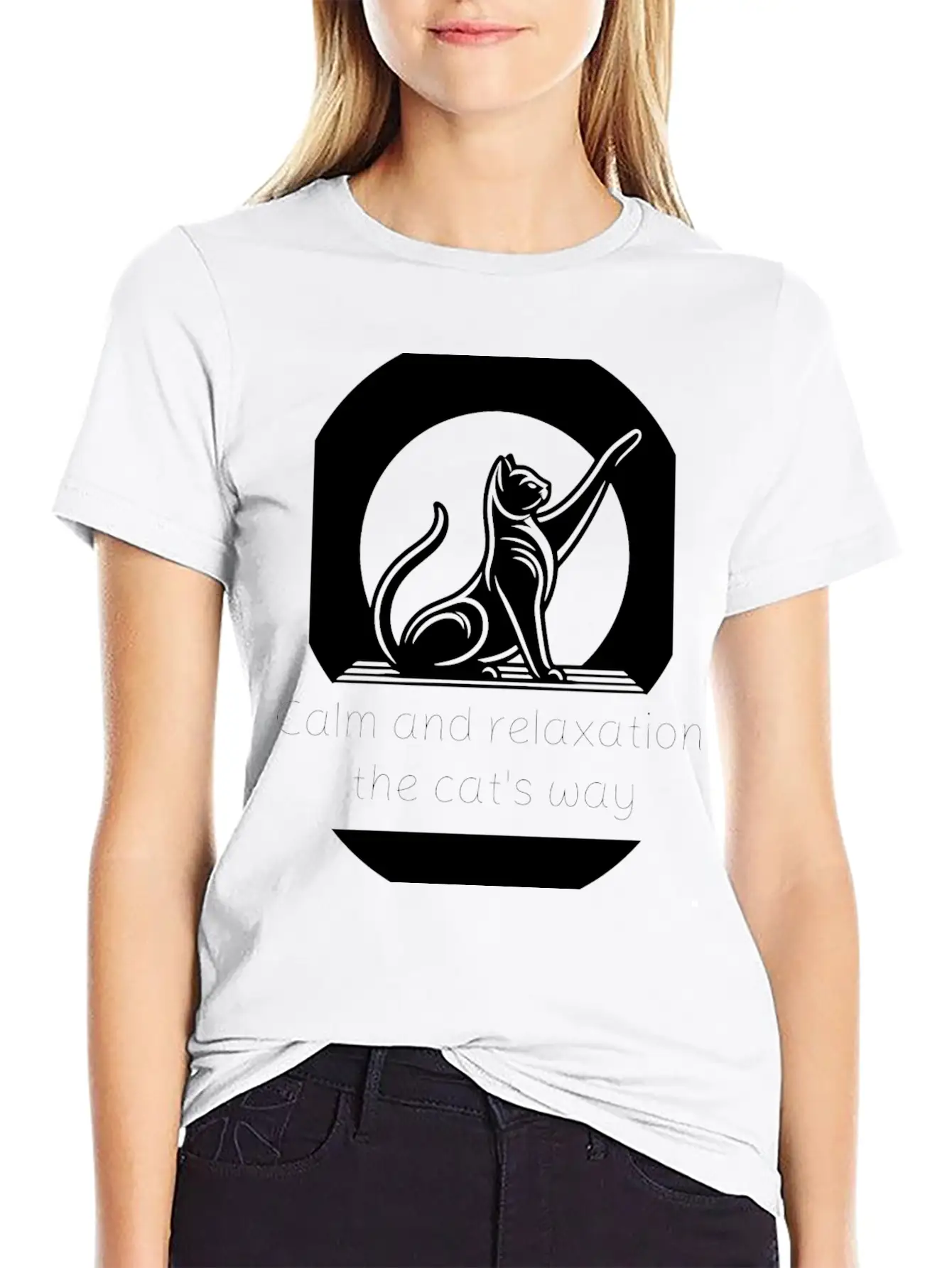 Cat Yoga - Calm And Relaxation The Cat's Way. Unisex Short Sleeve Soft Cotton T-Shirt – Casual Everyday Wear