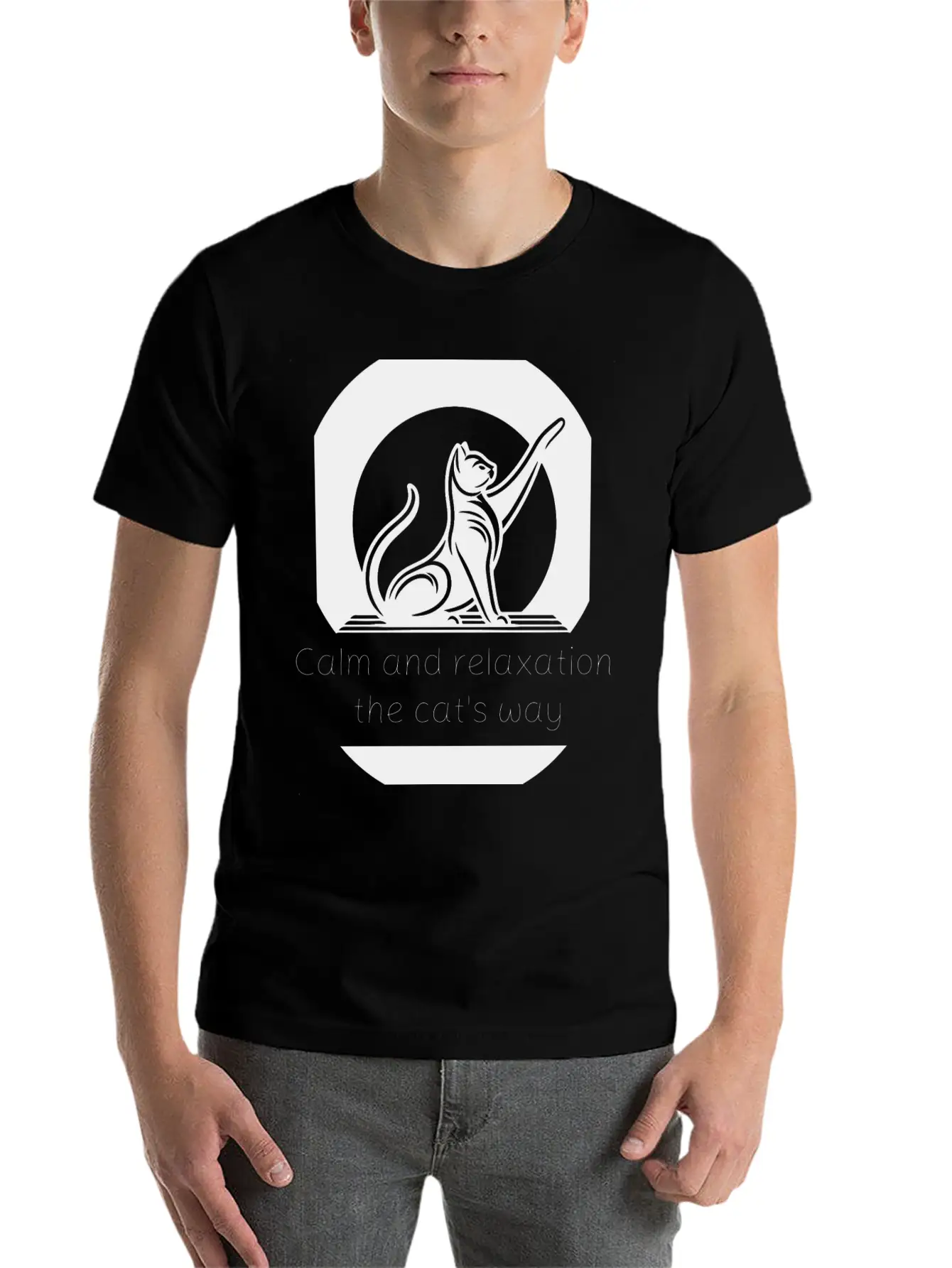 Cat Yoga - Calm And Relaxation The Cat's Way. Unisex Short Sleeve Soft Cotton T-Shirt – Casual Everyday Wear