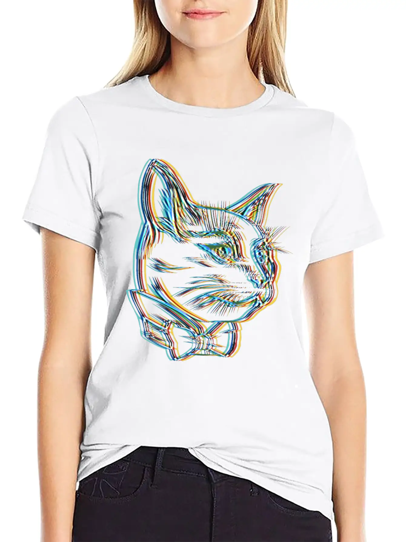 Catfather Surrealistic Catstar Gangster Cat Unisex Short Sleeve Soft Cotton T-Shirt – Casual Everyday Wear