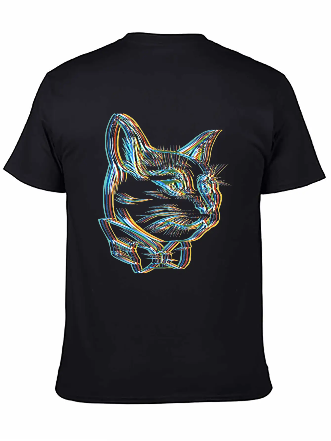 Catfather Surrealistic Catstar Gangster Cat Unisex Short Sleeve Soft Cotton T-Shirt – Casual Everyday Wear