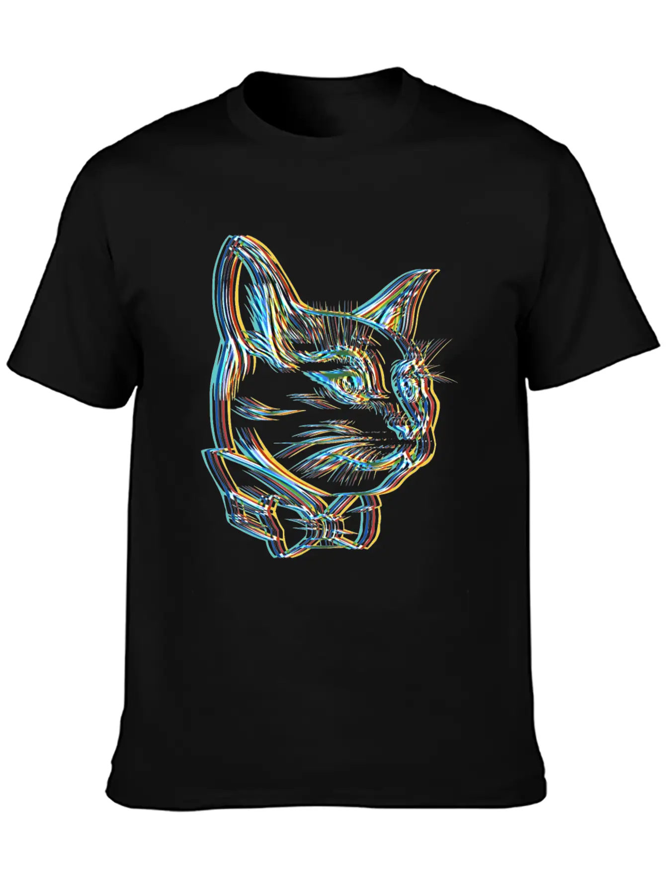 Catfather Surrealistic Catstar Gangster Cat Unisex Short Sleeve Soft Cotton T-Shirt – Casual Everyday Wear