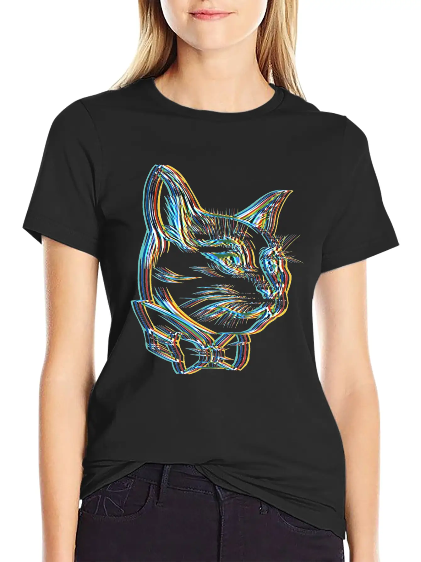 Catfather Surrealistic Catstar Gangster Cat Unisex Short Sleeve Soft Cotton T-Shirt – Casual Everyday Wear