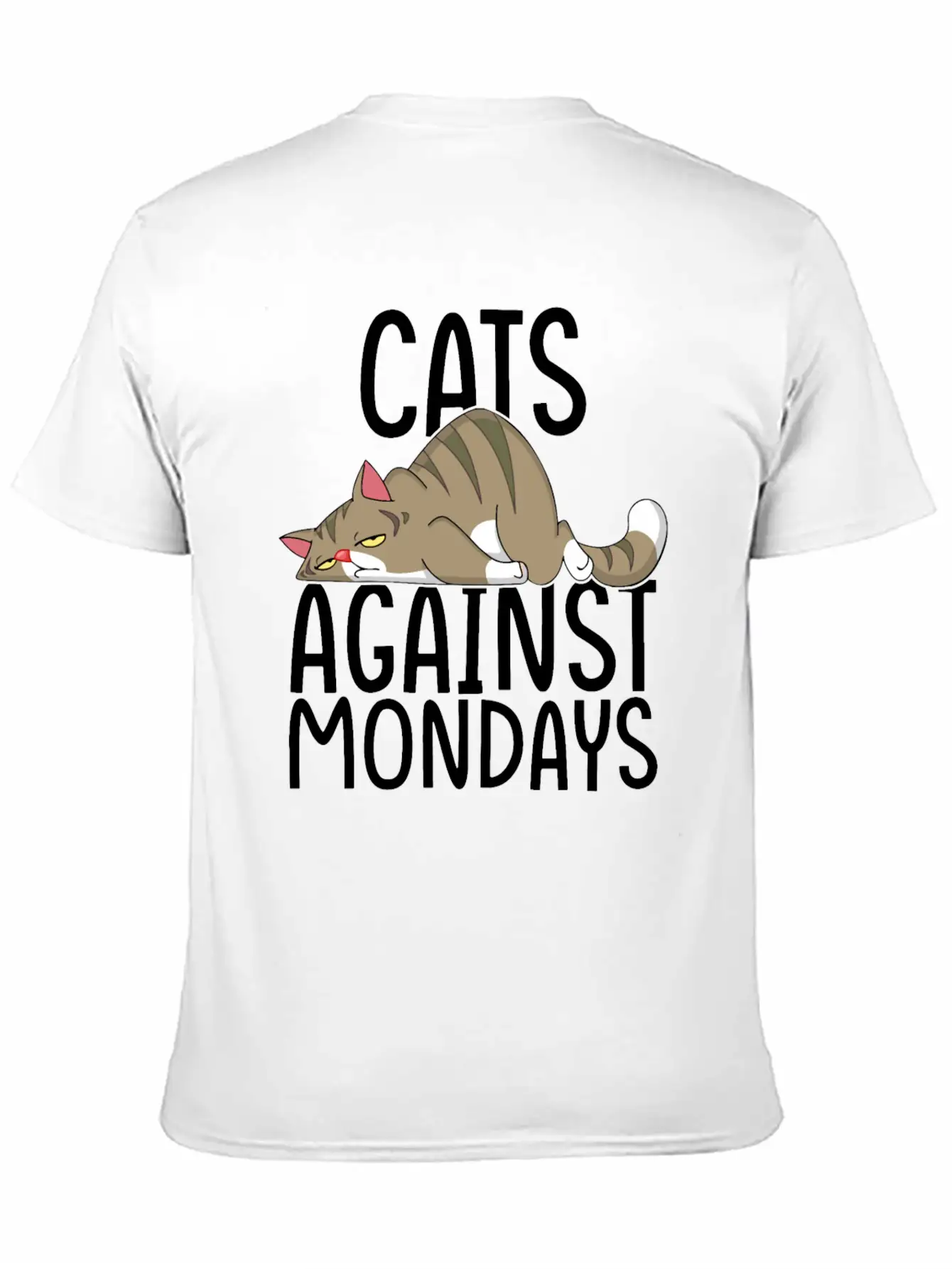 Cats Against Mondays~Lazy Monday Mood Unisex Short Sleeve Soft Cotton T-Shirt – Casual Everyday Wear
