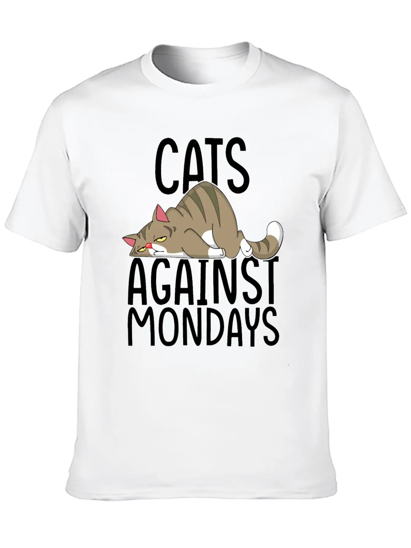 Cats Against Mondays~Lazy Monday Mood Unisex Short Sleeve Soft Cotton T-Shirt – Casual Everyday Wear