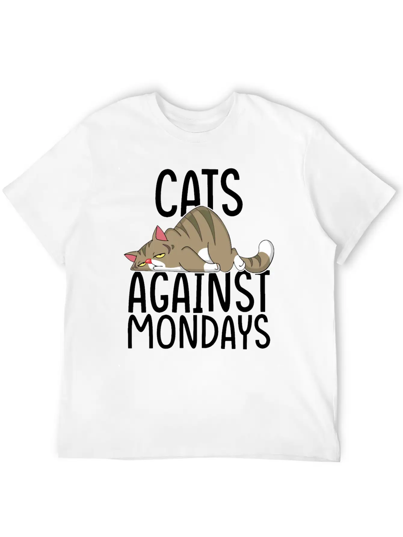 Cats Against Mondays~Lazy Monday Mood Unisex Short Sleeve Soft Cotton T-Shirt – Casual Everyday Wear