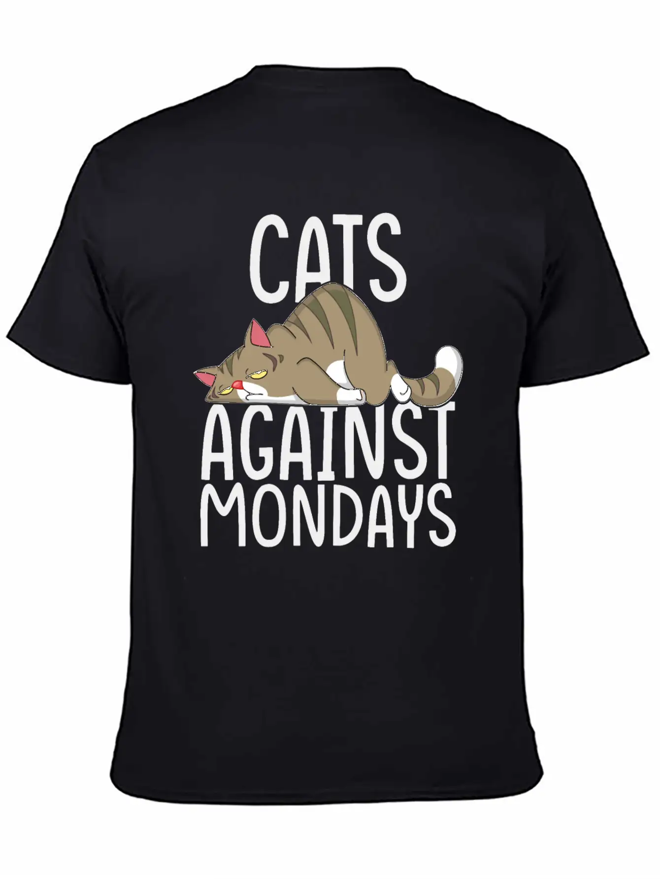 Cats Against Mondays~Lazy Monday Mood Unisex Short Sleeve Soft Cotton T-Shirt – Casual Everyday Wear