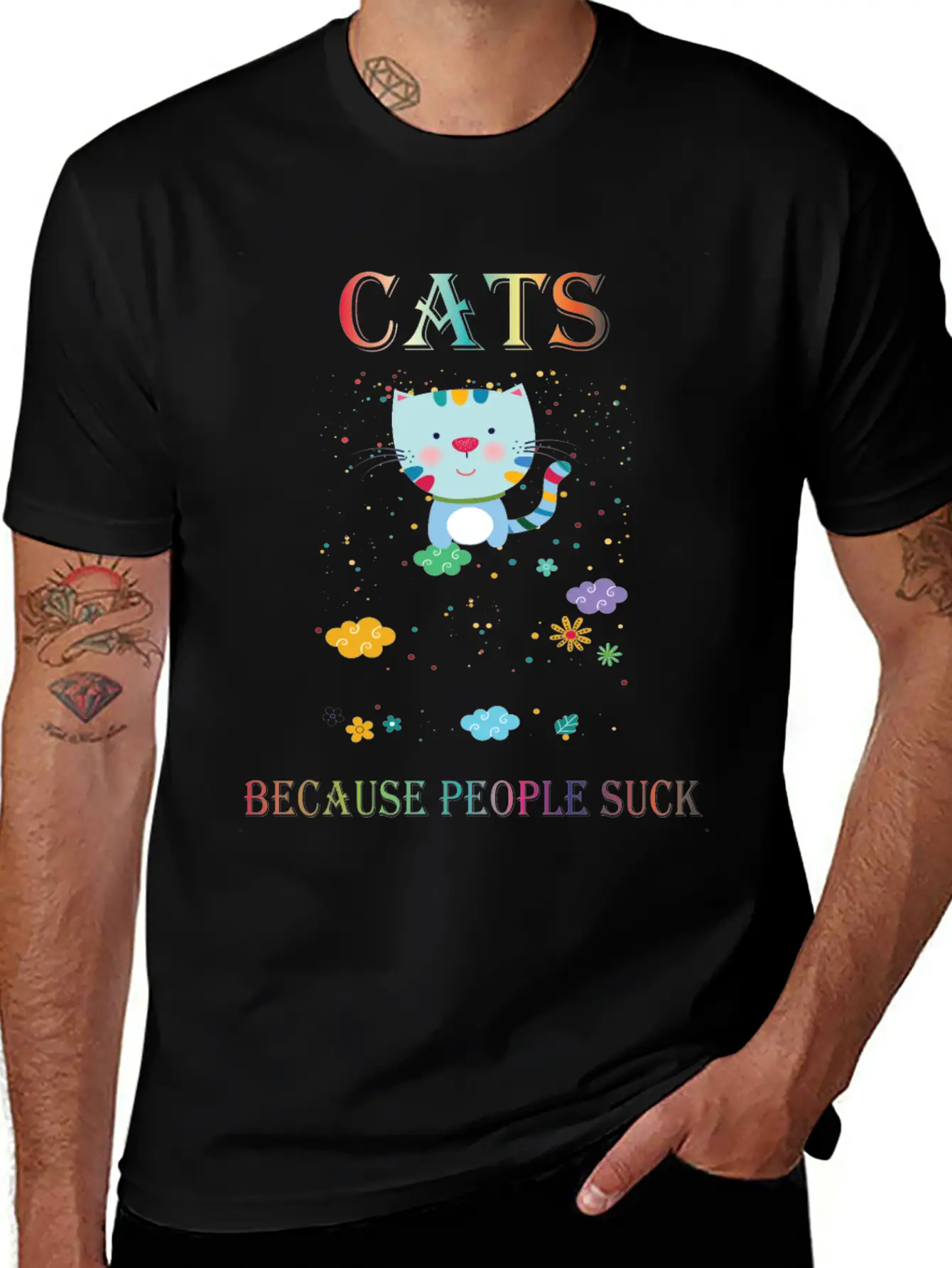 Cats Because People Suck Comfortable Minimalist Graphic Tee – Summer Style Essential