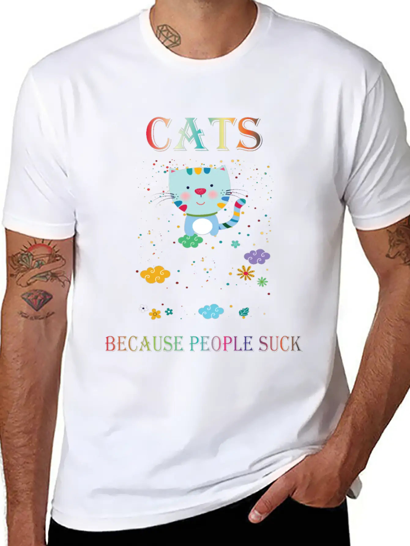 Cats Because People Suck Comfortable Minimalist Graphic Tee – Summer Style Essential
