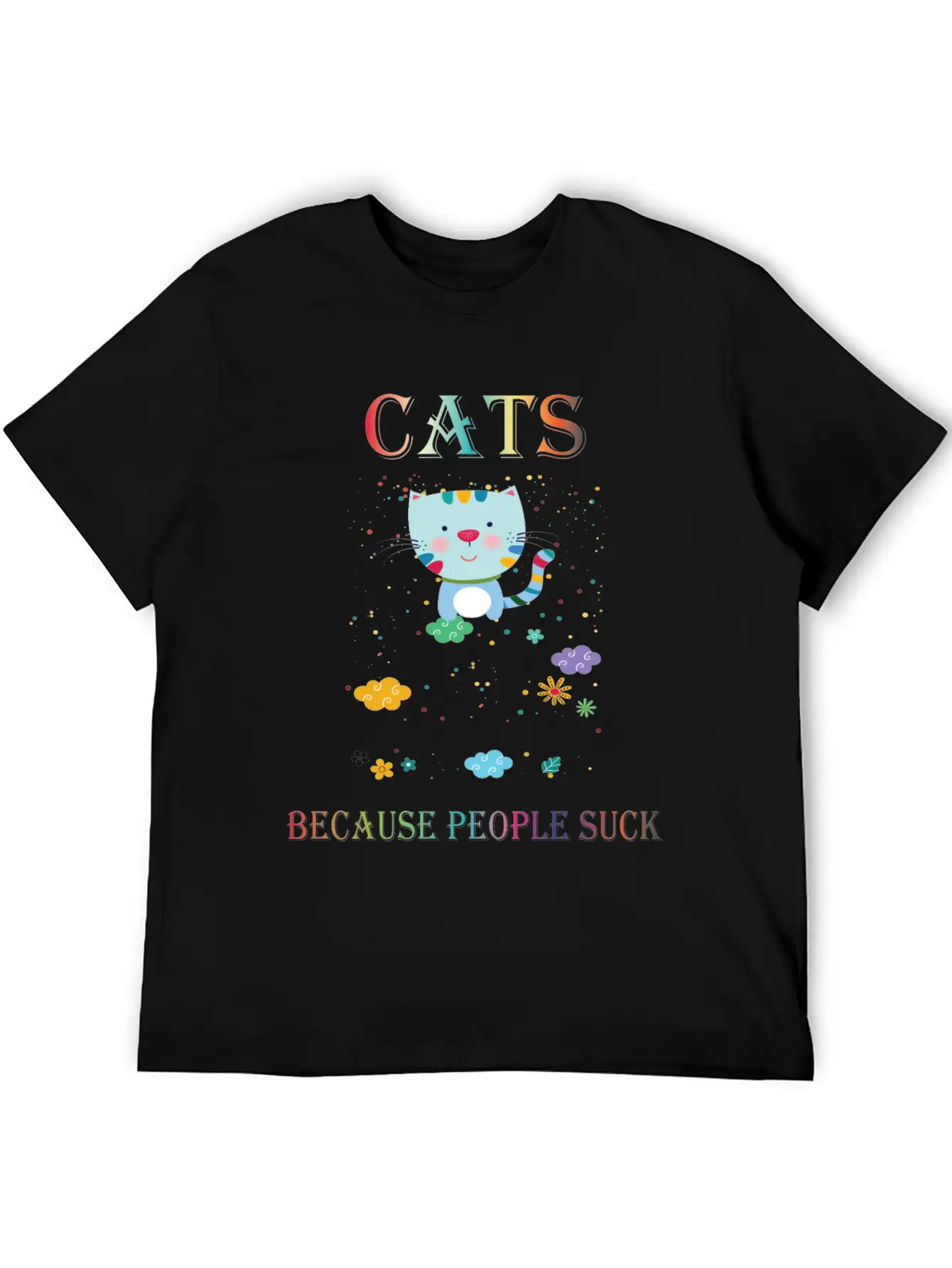 Cats Because People Suck Comfortable Minimalist Graphic Tee – Summer Style Essential