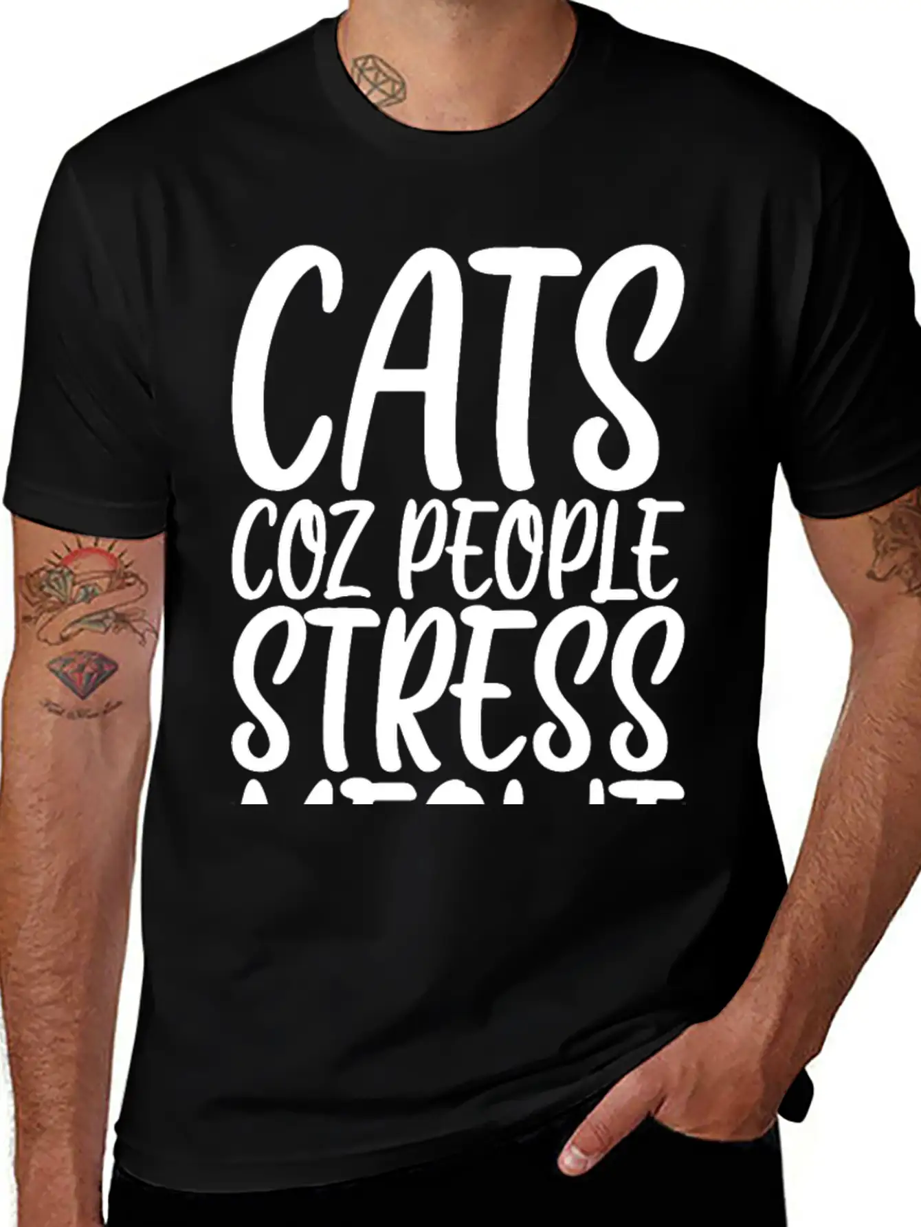 Cats Coz People Stress Meowt Stylish Everyday T-Shirt – Unisex Basic Cotton Tee