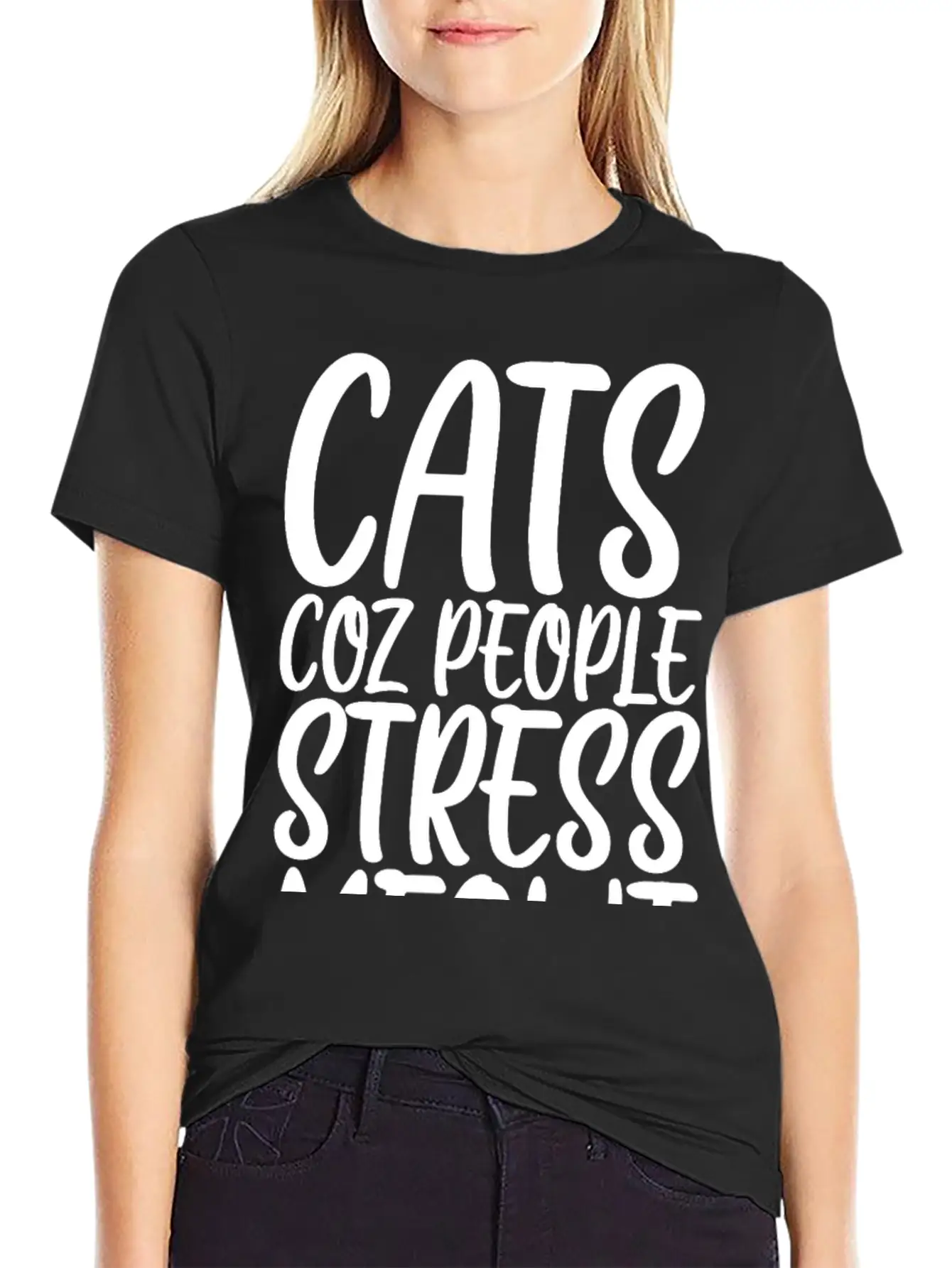 Cats Coz People Stress Meowt Stylish Everyday T-Shirt – Unisex Basic Cotton Tee