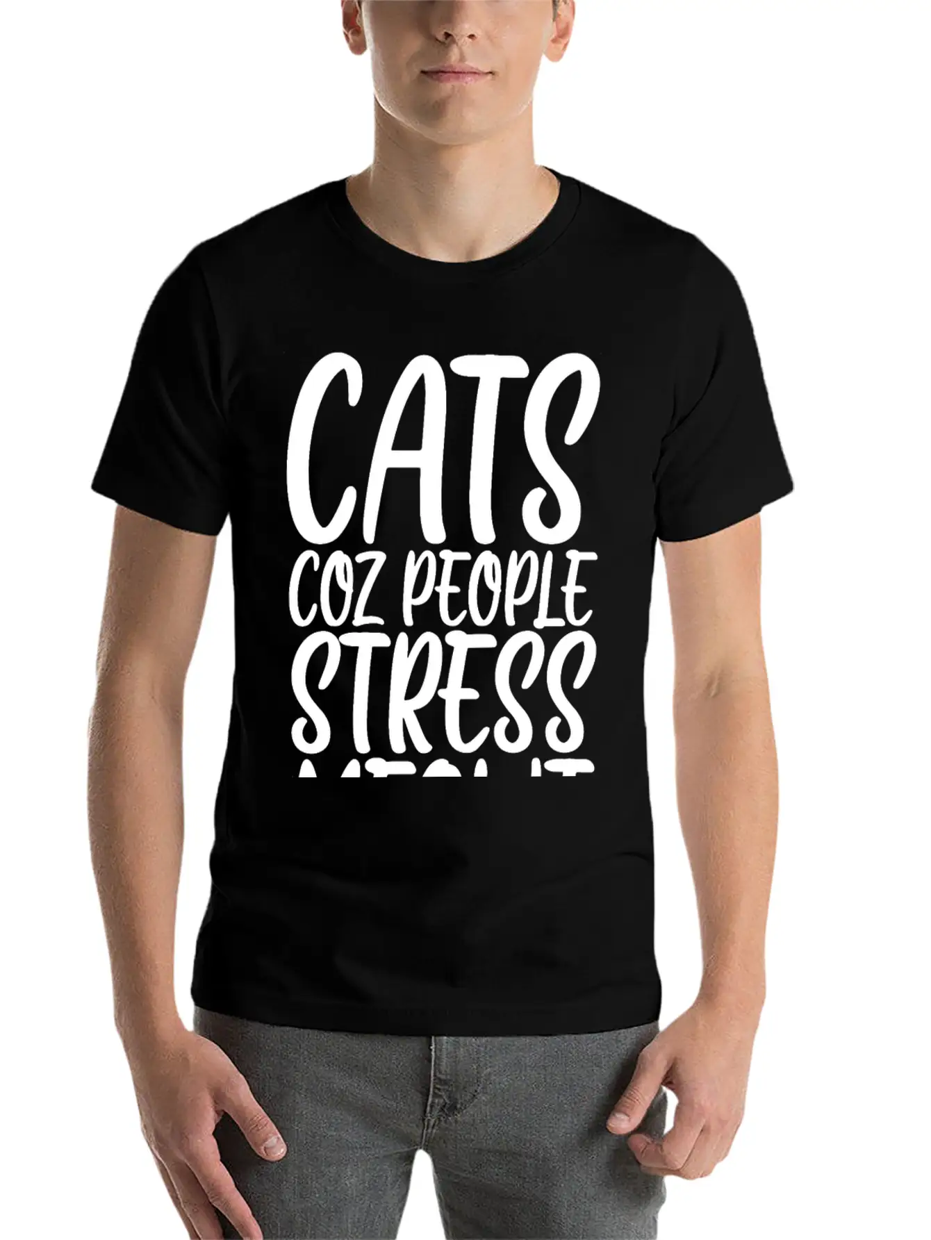 Cats Coz People Stress Meowt Stylish Everyday T-Shirt – Unisex Basic Cotton Tee