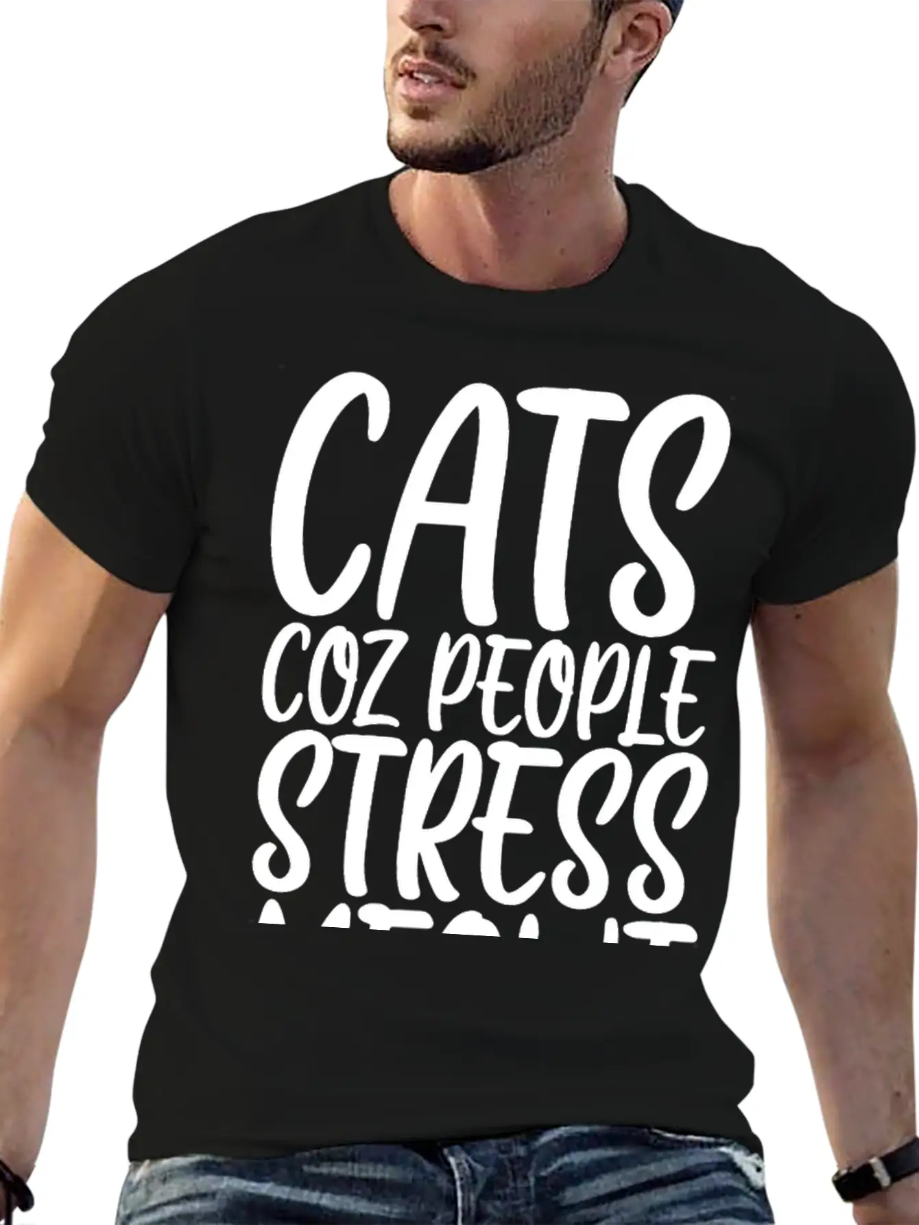Cats Coz People Stress Meowt Stylish Everyday T-Shirt – Unisex Basic Cotton Tee