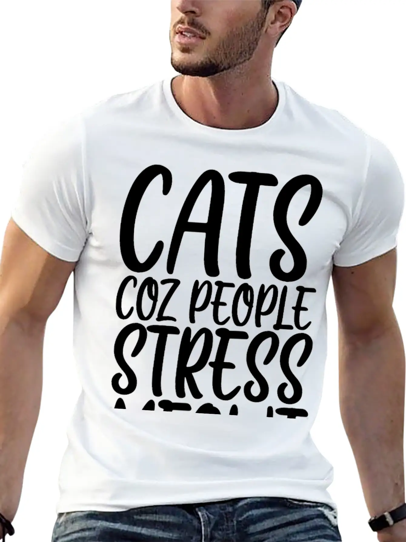 Cats Coz People Stress Meowt Stylish Everyday T-Shirt – Unisex Basic Cotton Tee