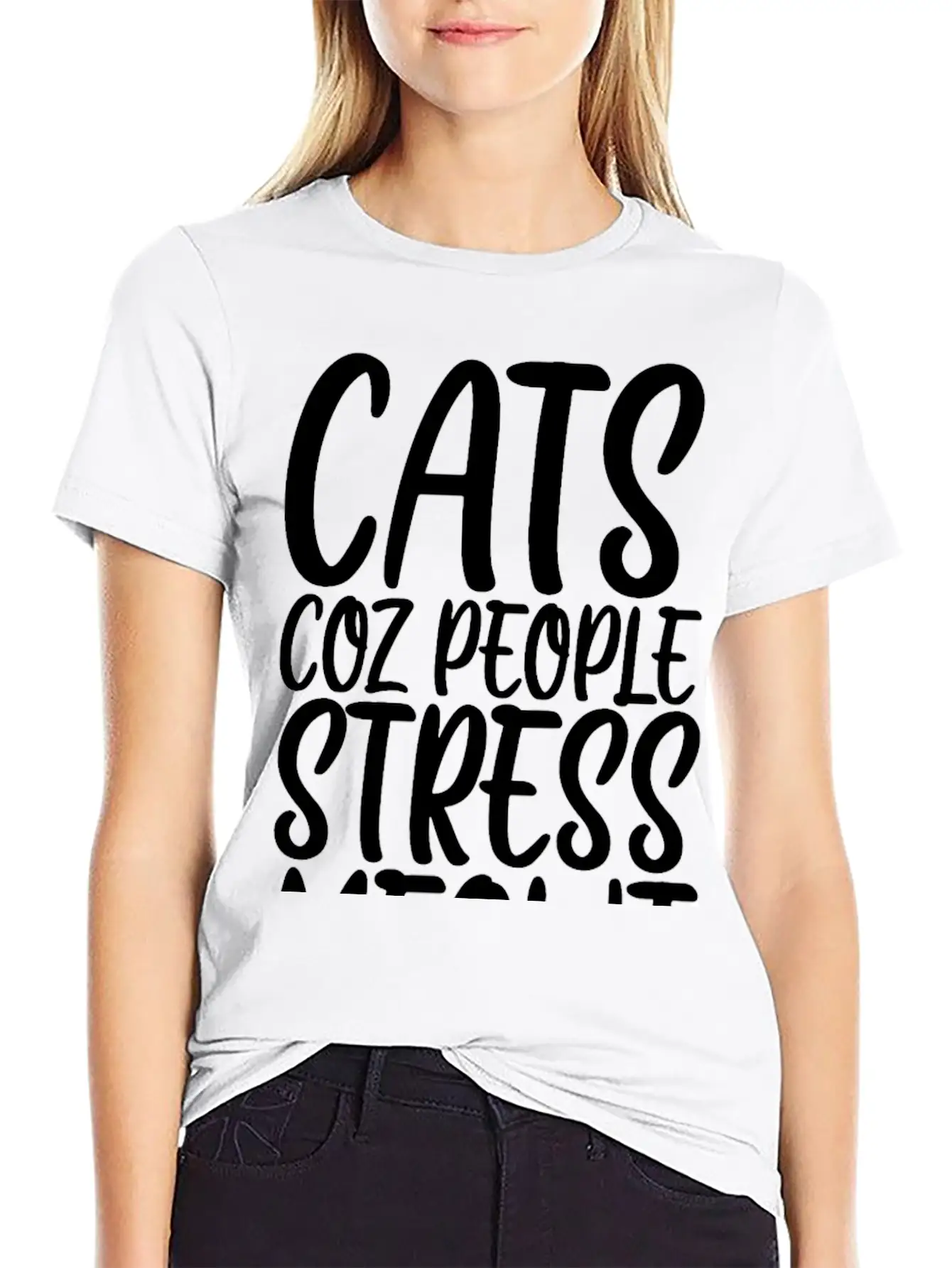 Cats Coz People Stress Meowt Stylish Everyday T-Shirt – Unisex Basic Cotton Tee