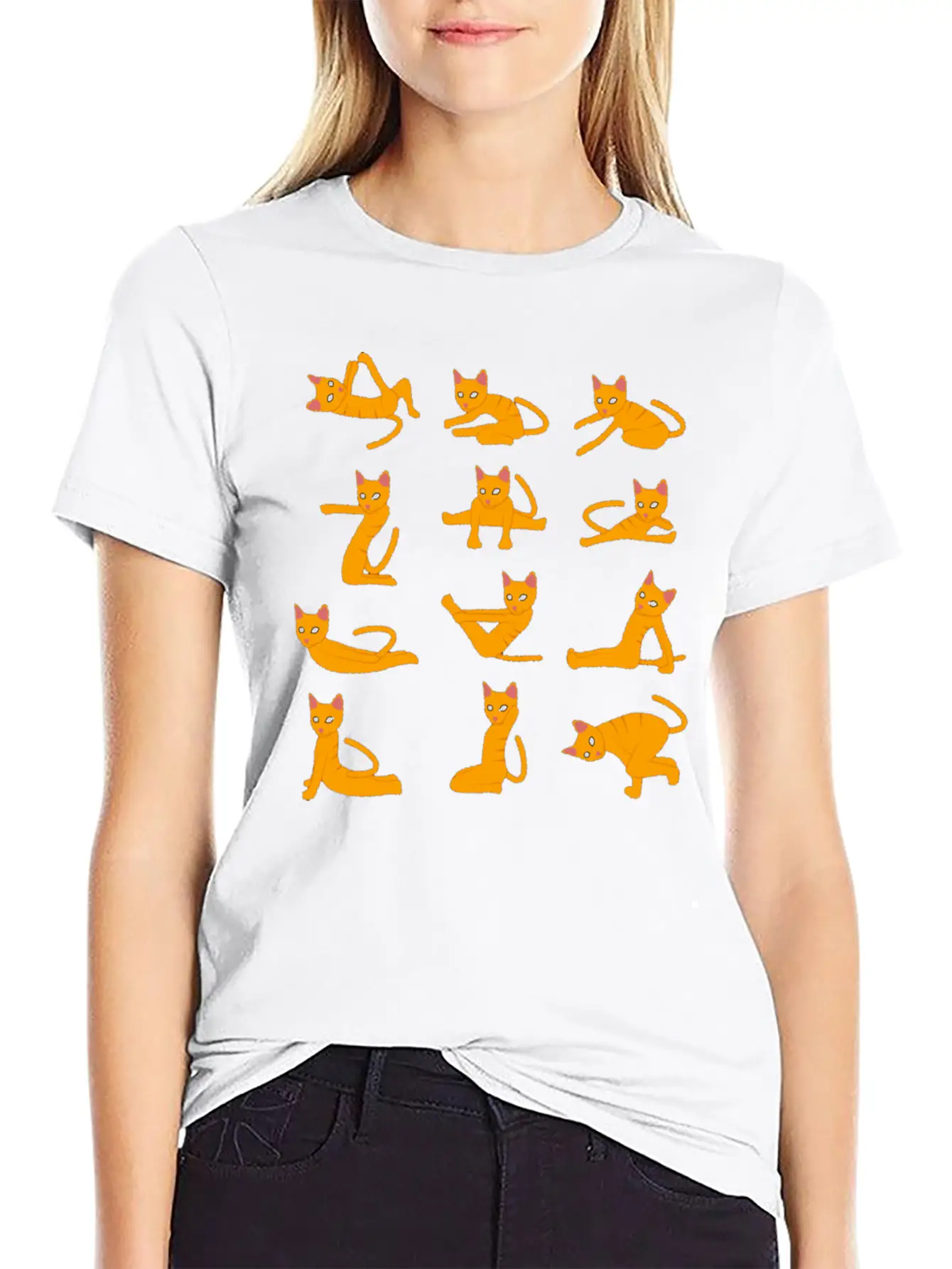 Cats Doing Yoga Mat Yoga Pillow Yoga Teacher Basic Graphic T-Shirt – Daily Comfort In Soft Cotton