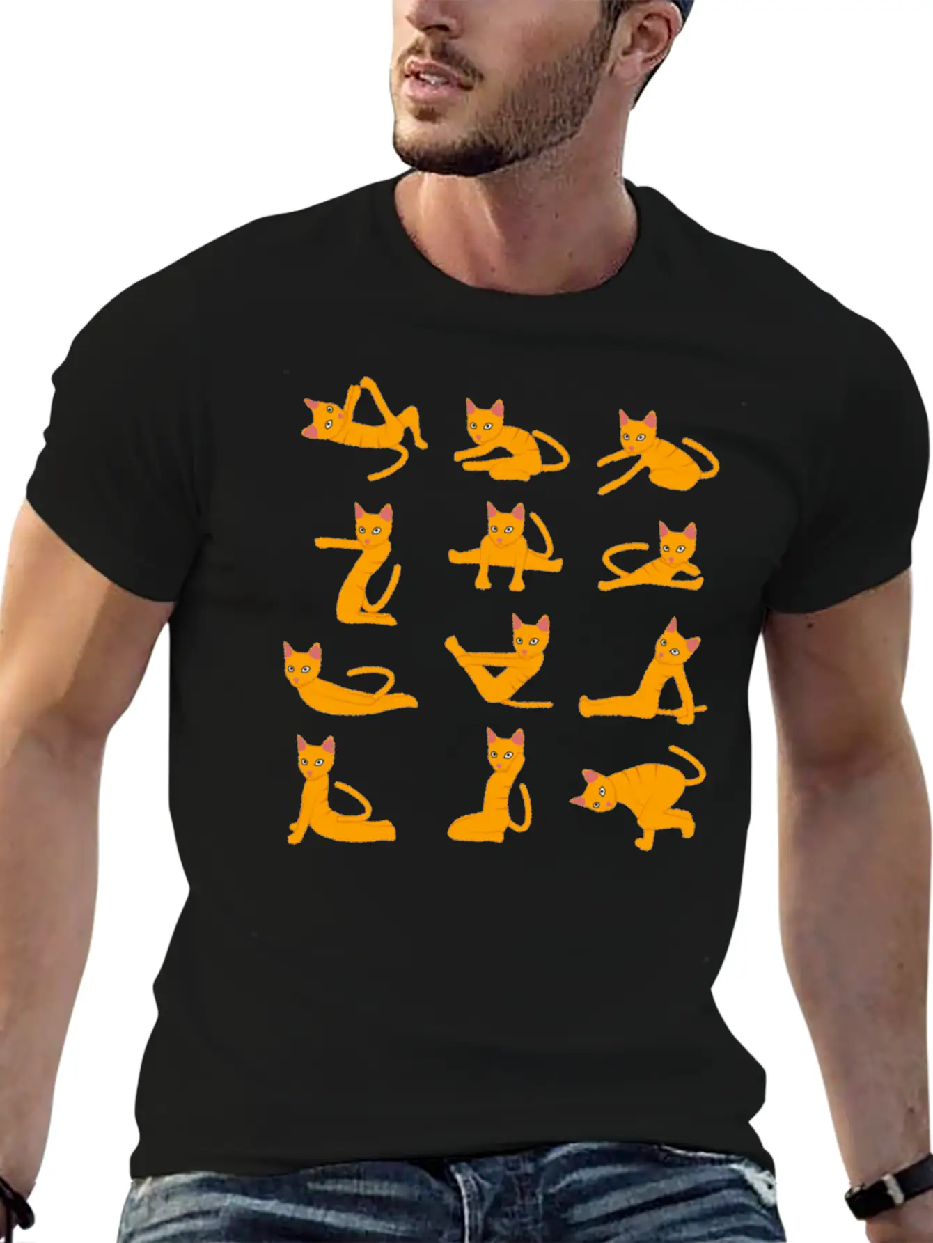 Cats Doing Yoga Mat Yoga Pillow Yoga Teacher Basic Graphic T-Shirt – Daily Comfort In Soft Cotton