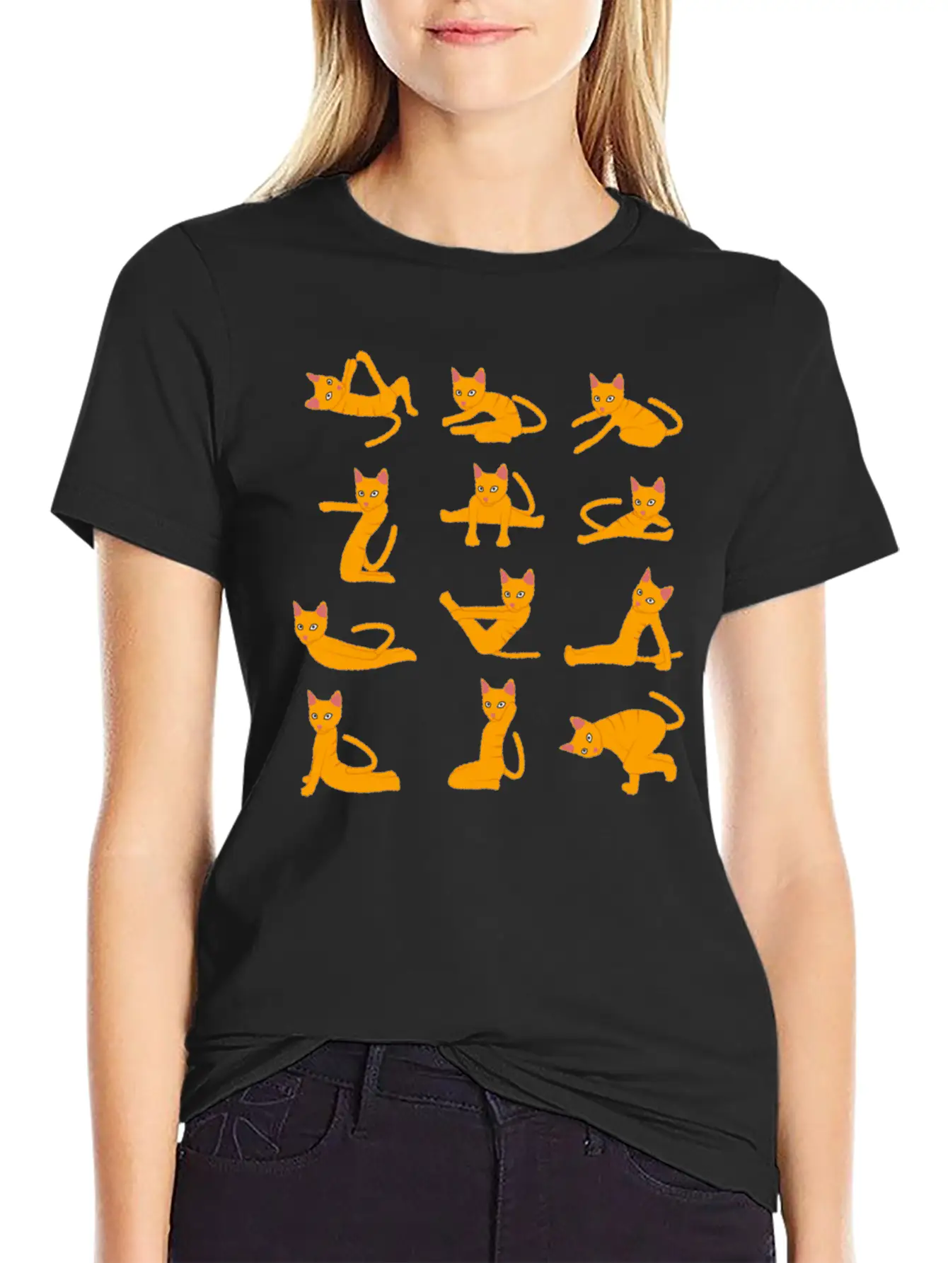 Cats Doing Yoga Mat Yoga Pillow Yoga Teacher Basic Graphic T-Shirt – Daily Comfort In Soft Cotton