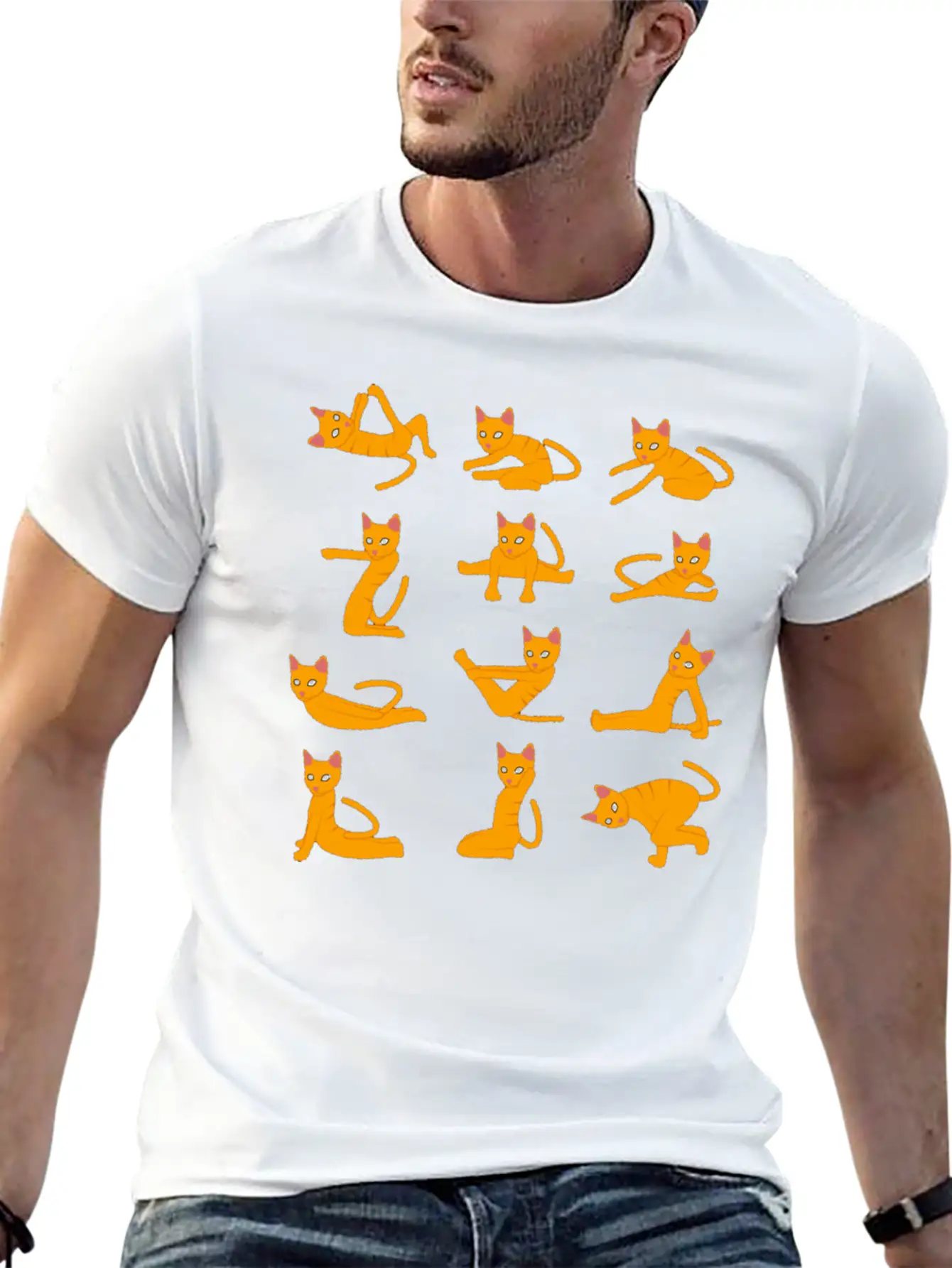 Cats Doing Yoga Mat Yoga Pillow Yoga Teacher Basic Graphic T-Shirt – Daily Comfort In Soft Cotton