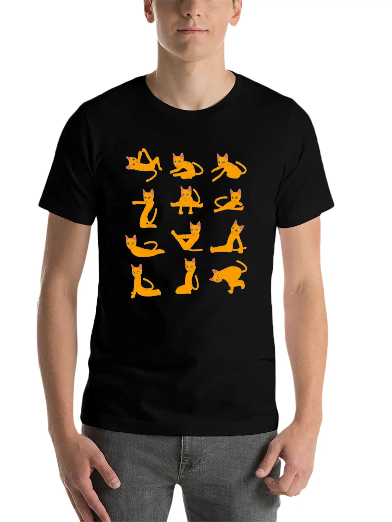 Cats Doing Yoga Mat Yoga Pillow Yoga Teacher Basic Graphic T-Shirt – Daily Comfort In Soft Cotton