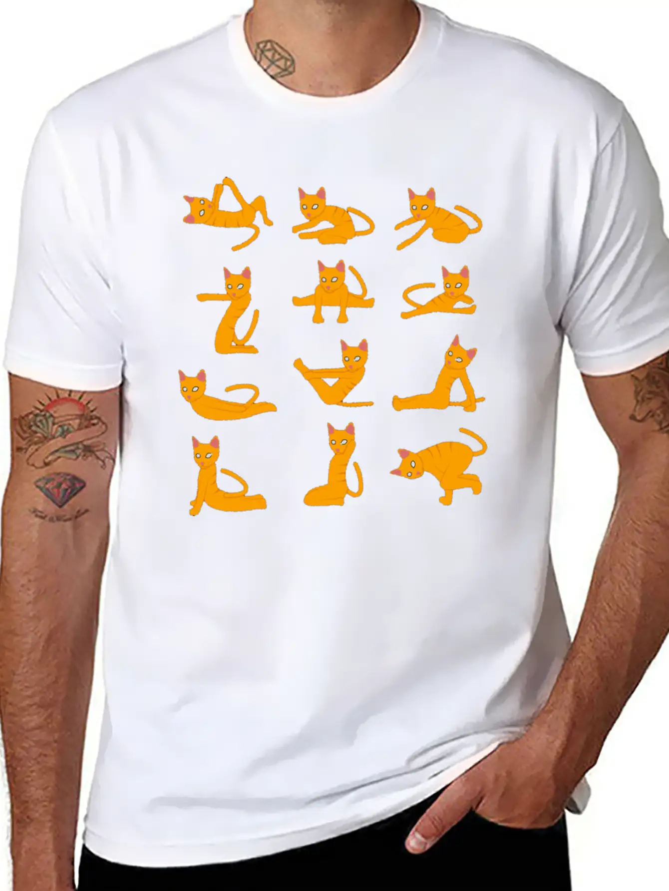 Cats Doing Yoga Mat Yoga Pillow Yoga Teacher Basic Graphic T-Shirt – Daily Comfort In Soft Cotton