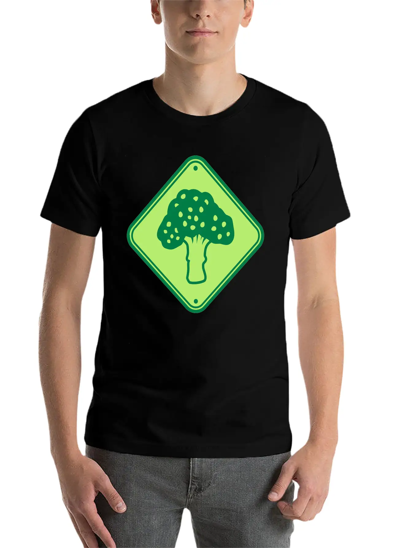 Caution Vegetables Broccoli Essential Unisex Summer Tee – Soft Cotton Casual Fit