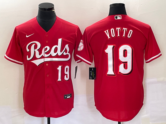 Men's Cincinnati Reds Joey Votto #19 Red Alternate Replica Jerseys