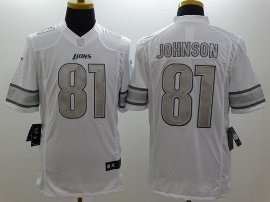 Men's Detroit Lions Calvin Johnson #81 White Game Player Jerseys
