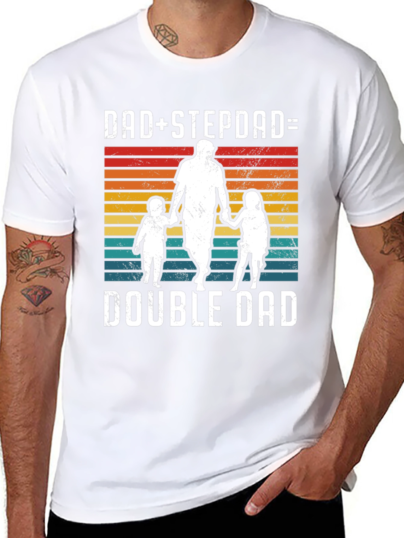 Dad+Stepdad=Double Dad Graphic T-Shirt
