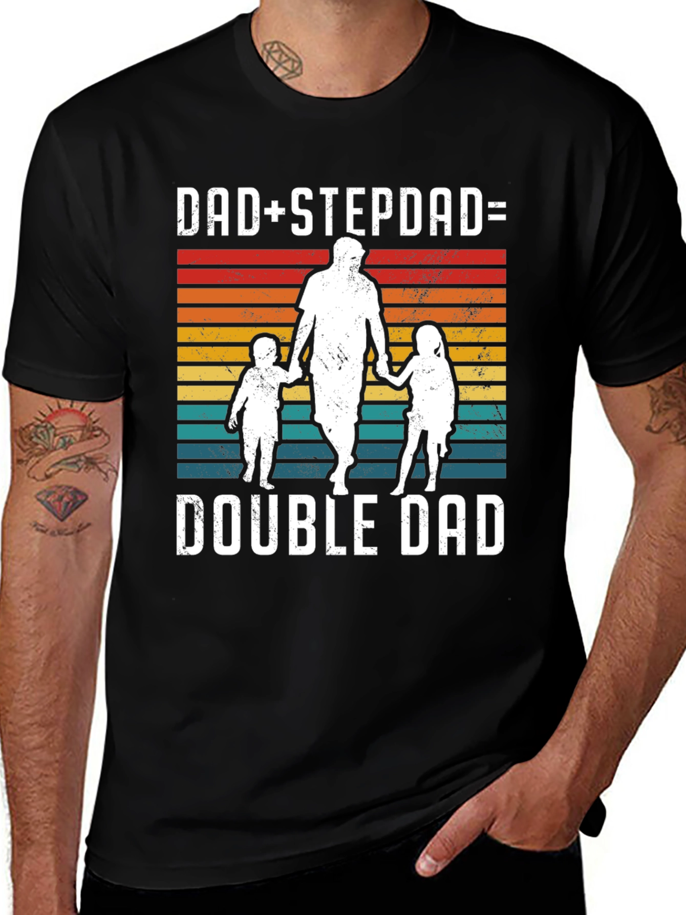 Dad+Stepdad=Double Dad Graphic T-Shirt