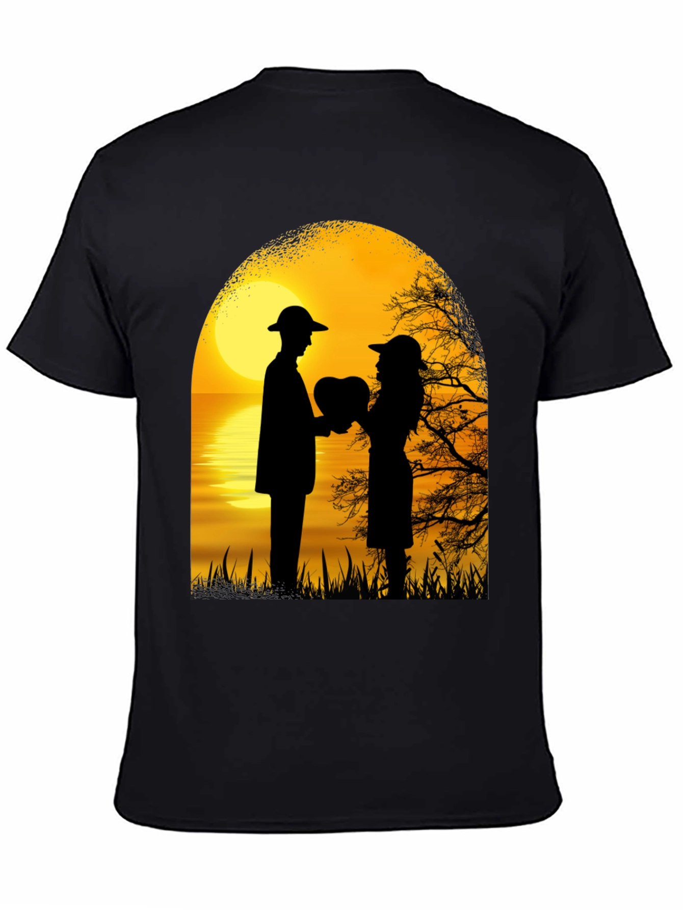 Romantic Sunset Lovers Heart T-Shirt