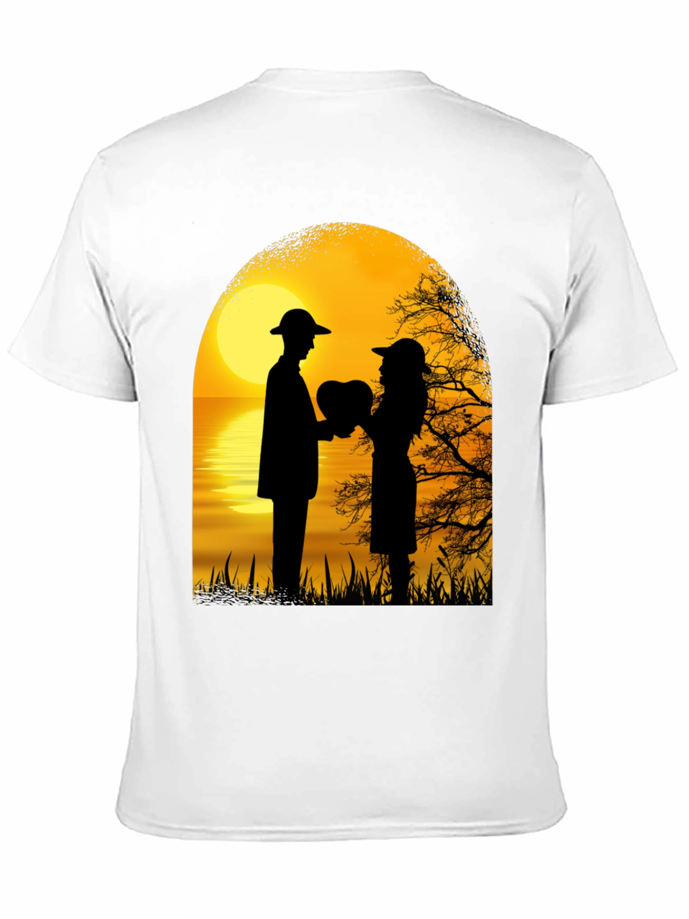 Romantic Sunset Lovers Heart T-Shirt