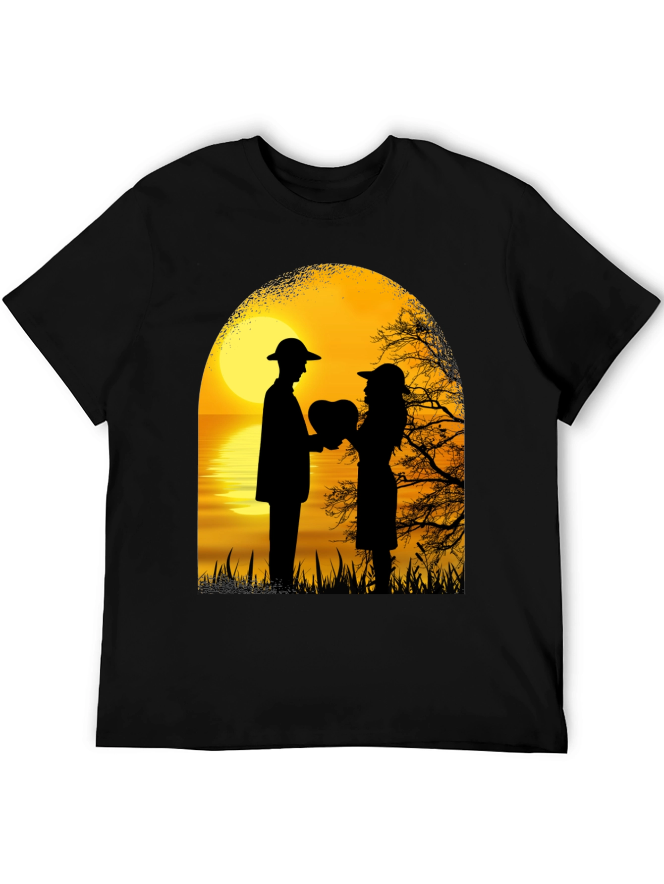 Romantic Sunset Lovers Heart T-Shirt