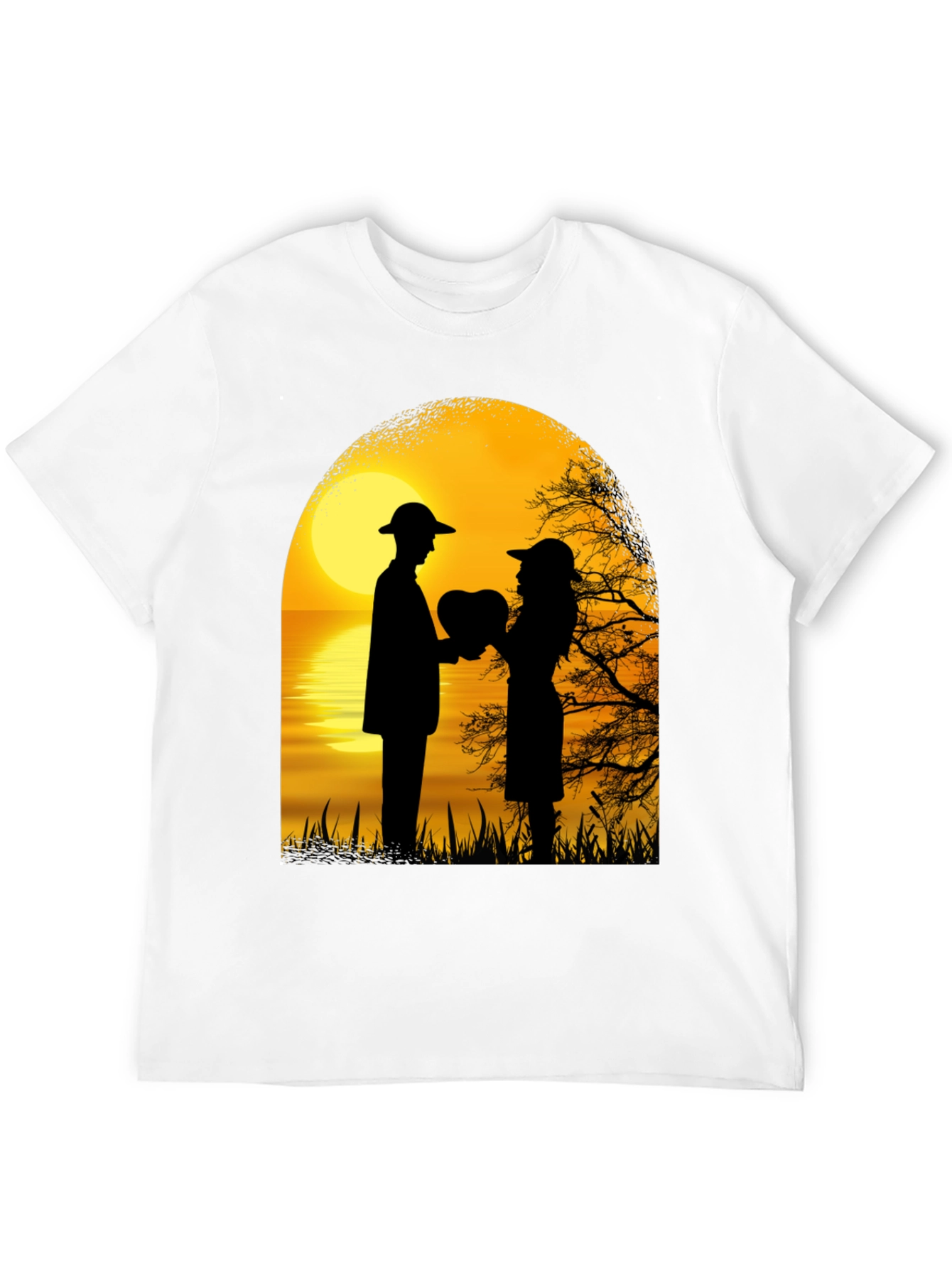 Romantic Sunset Lovers Heart T-Shirt