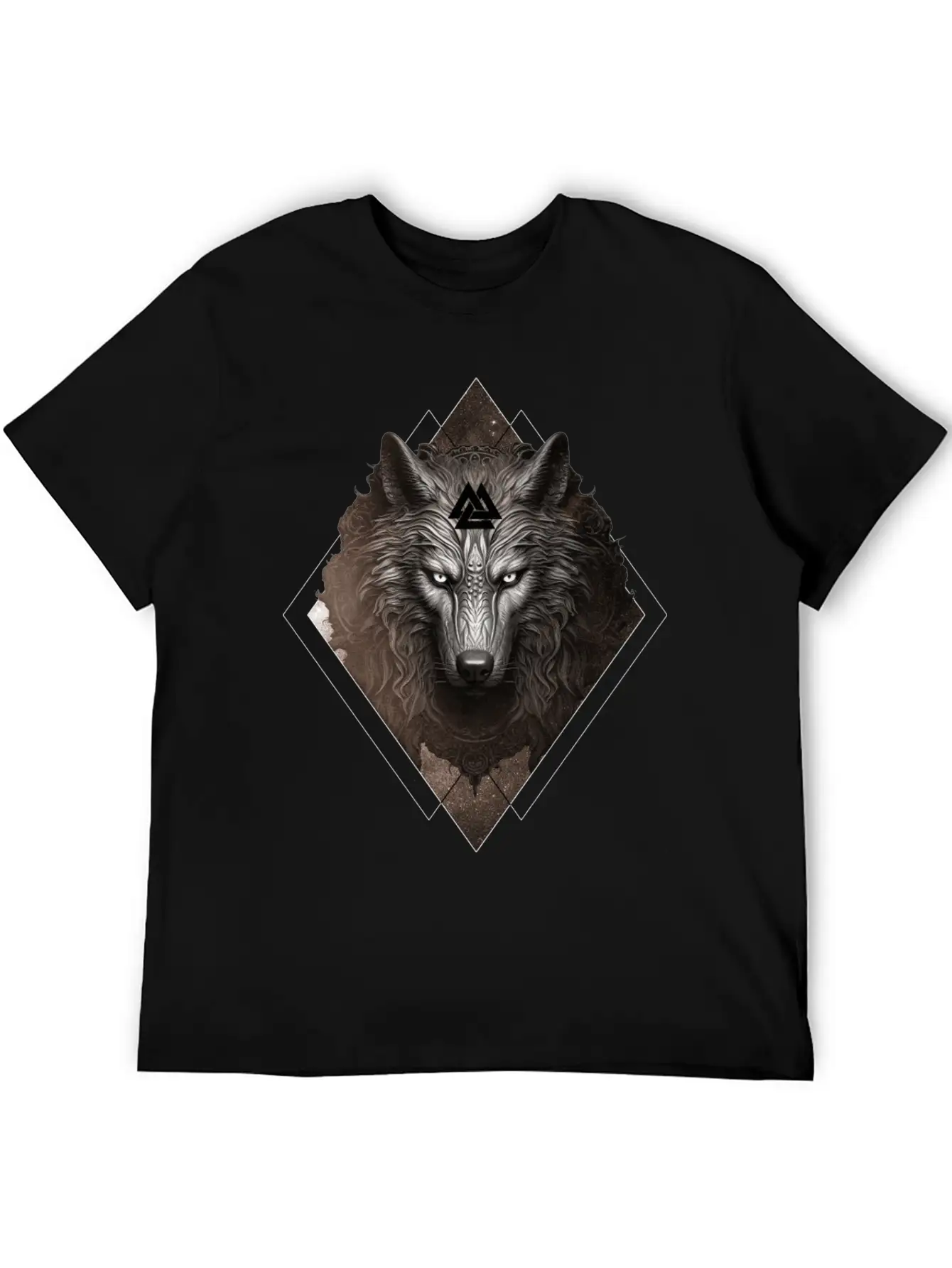 Celestial Wolf Valhalla Valknut Viking Spirit Anim Unisex Short Sleeve Soft Cotton T-Shirt – Casual Everyday Wear