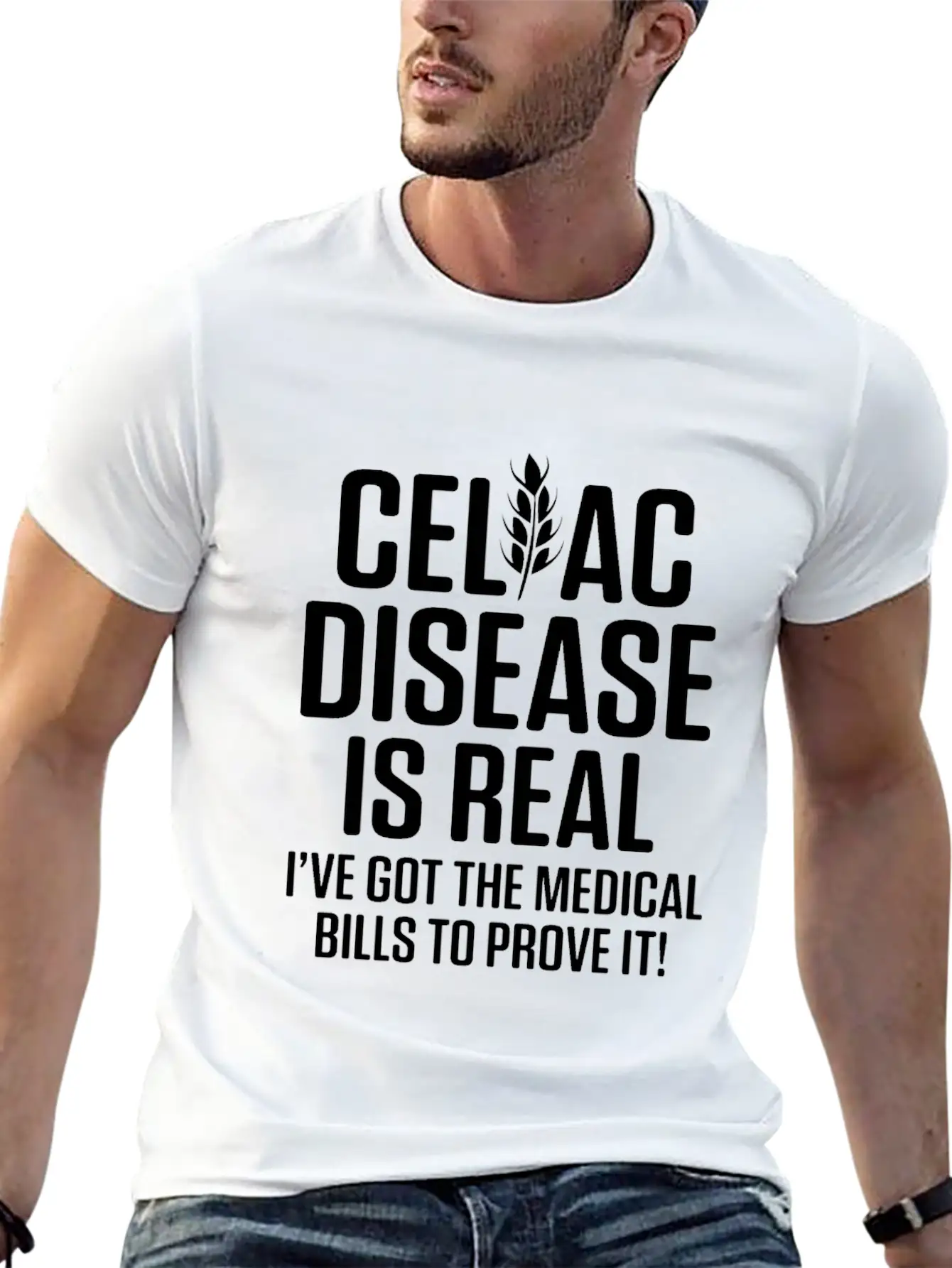 Celiac Disease Gluten Free Awareness Bills Strong Unisex Short Sleeve Soft Cotton T-Shirt – Casual Everyday Wear