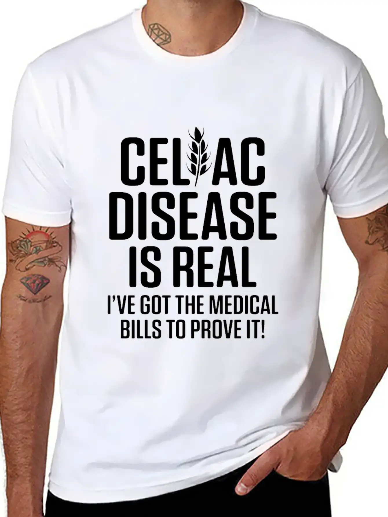 Celiac Disease Gluten Free Awareness Bills Strong Unisex Short Sleeve Soft Cotton T-Shirt – Casual Everyday Wear
