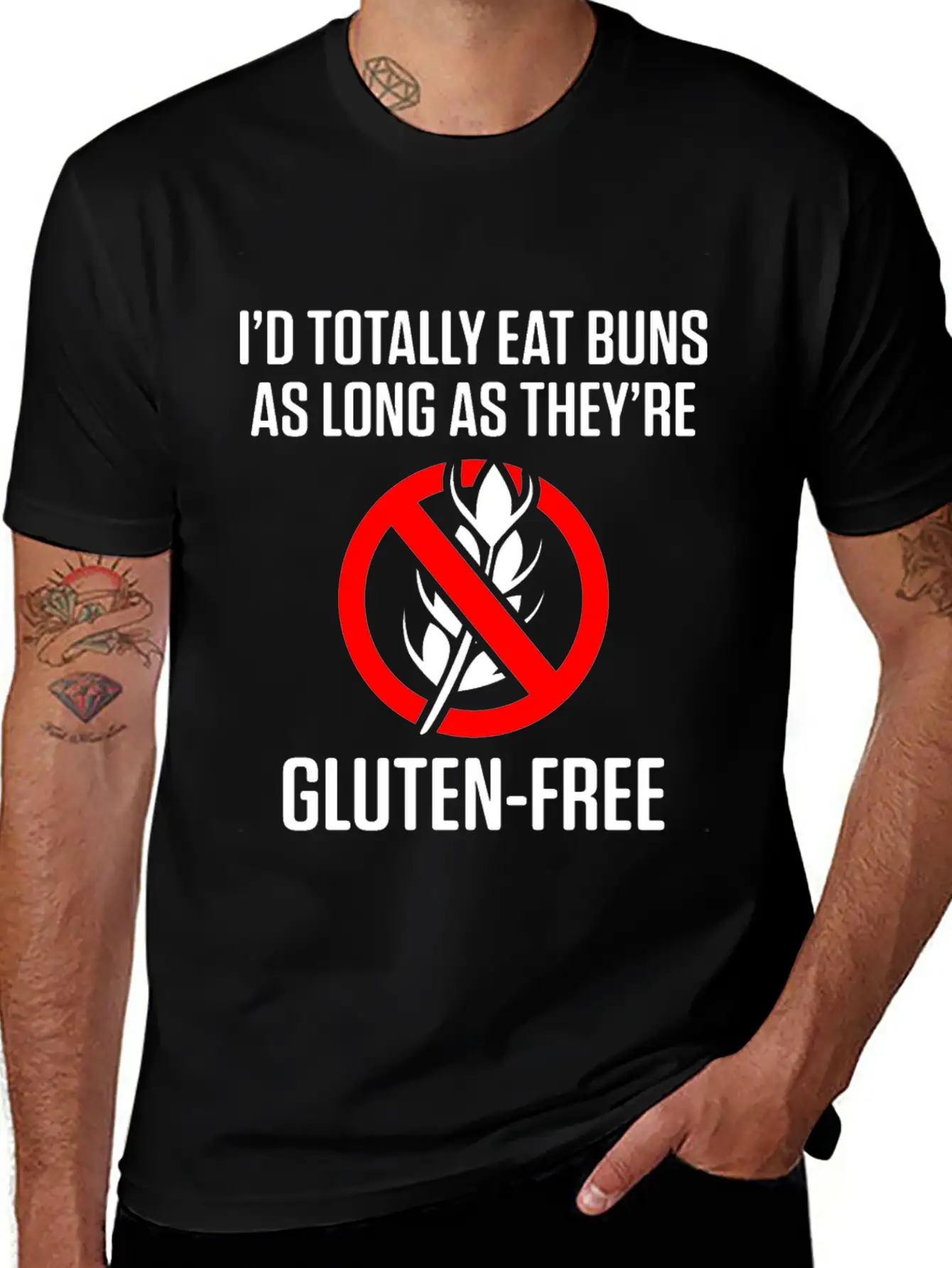 Celiac Disease Gluten Free Awareness Eat Buns Stylish Everyday T-Shirt – Unisex Basic Cotton Tee