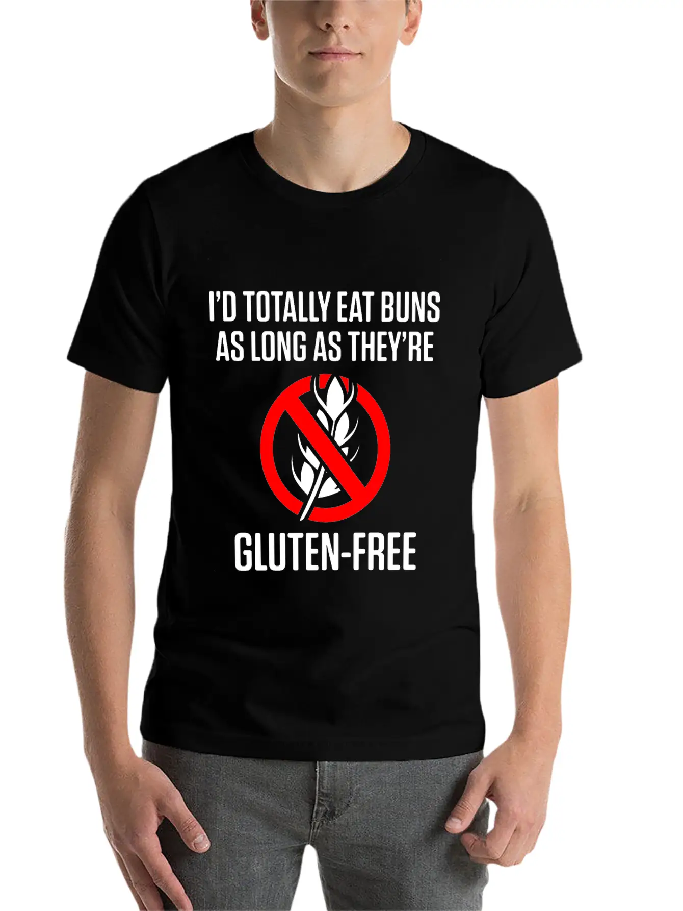 Celiac Disease Gluten Free Awareness Eat Buns Stylish Everyday T-Shirt – Unisex Basic Cotton Tee