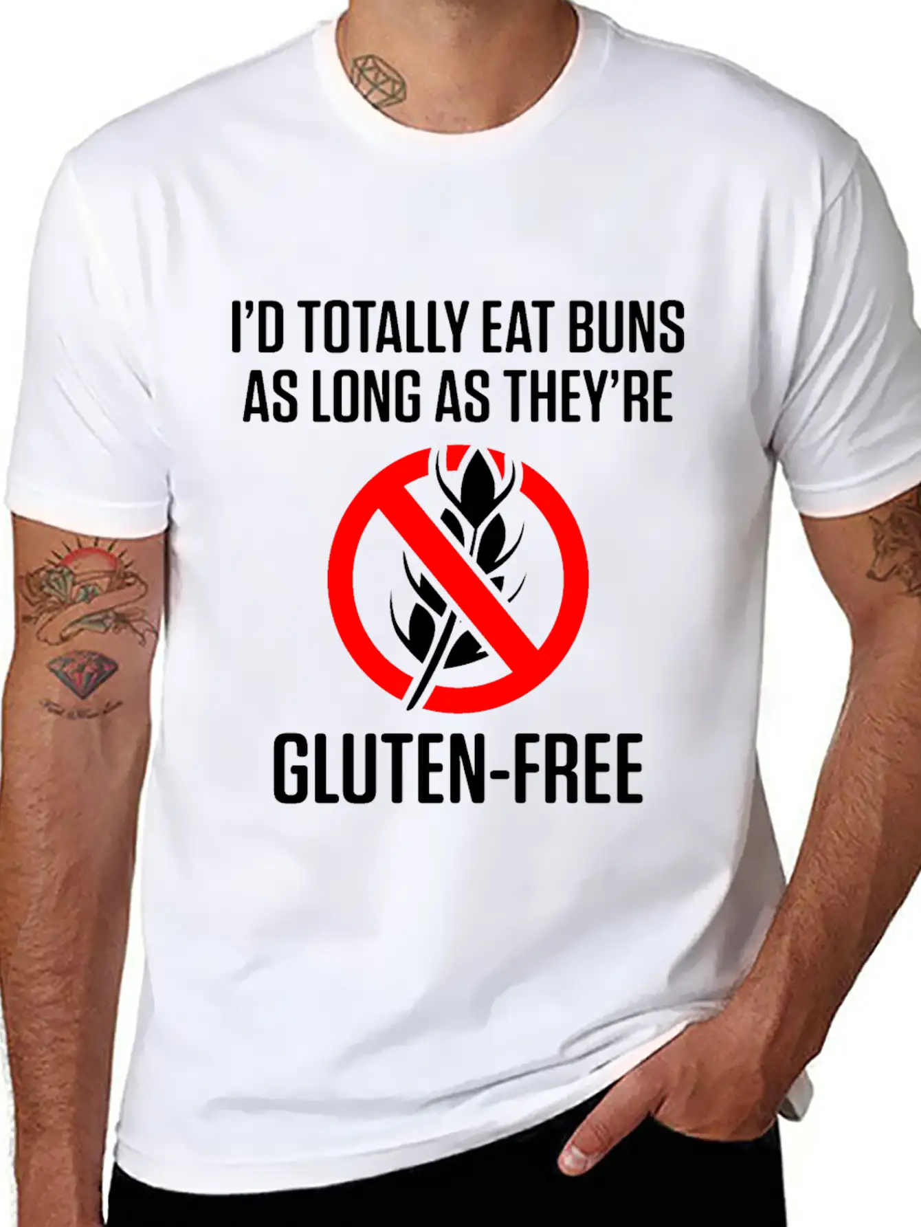 Celiac Disease Gluten Free Awareness Eat Buns Stylish Everyday T-Shirt – Unisex Basic Cotton Tee