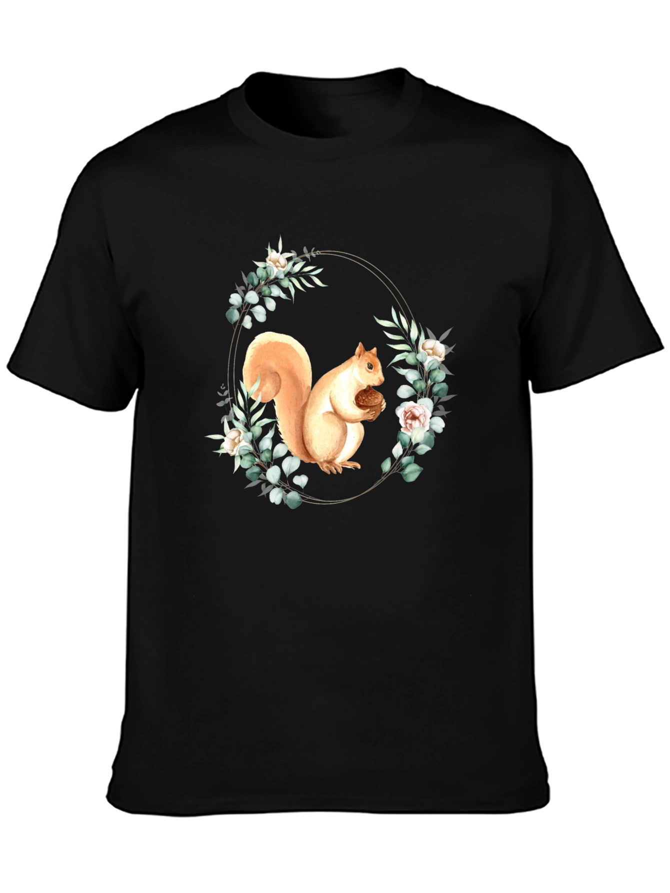 Squirrel Floral Wreath Graphic Tee