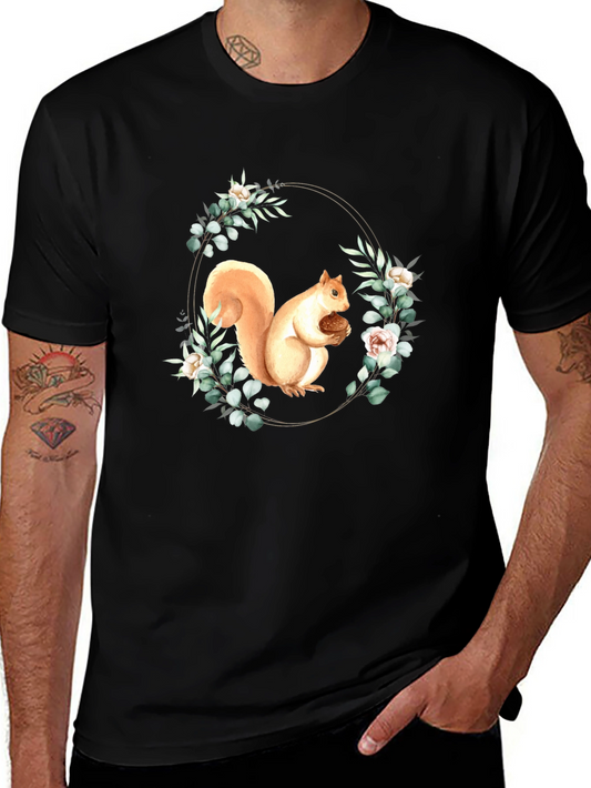 Squirrel Floral Wreath Graphic Tee