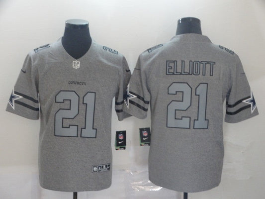 Men's Dallas Cowboys Ezekiel Elliott #21 Gray Game Jerseys